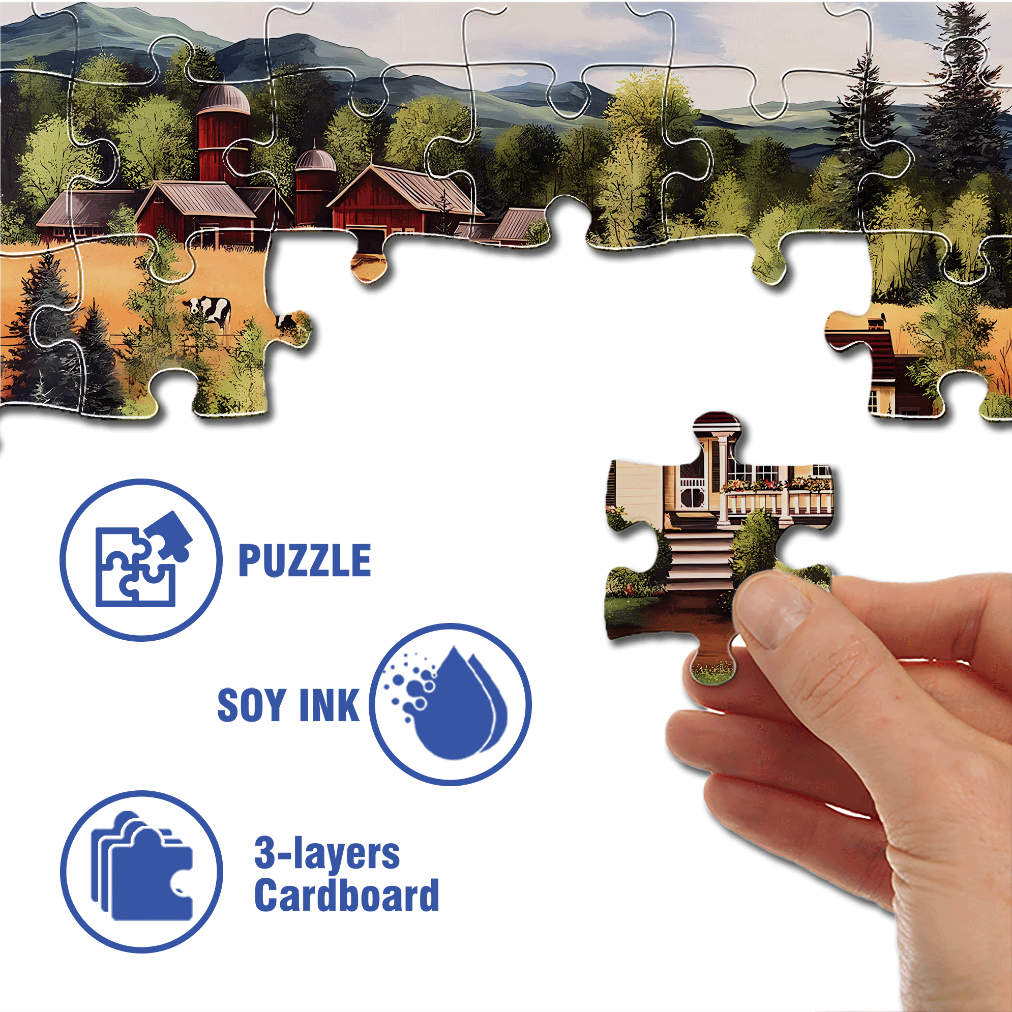 Farm Country Retreat 500pcs/1000pcs Jigsaw Puzzle, Scratch-Resistant, Interactive Family Game & Brain-Boosting DIY Decor, Perfect for Halloween, Christmas & New Year Gifts, Family Puzzle Game