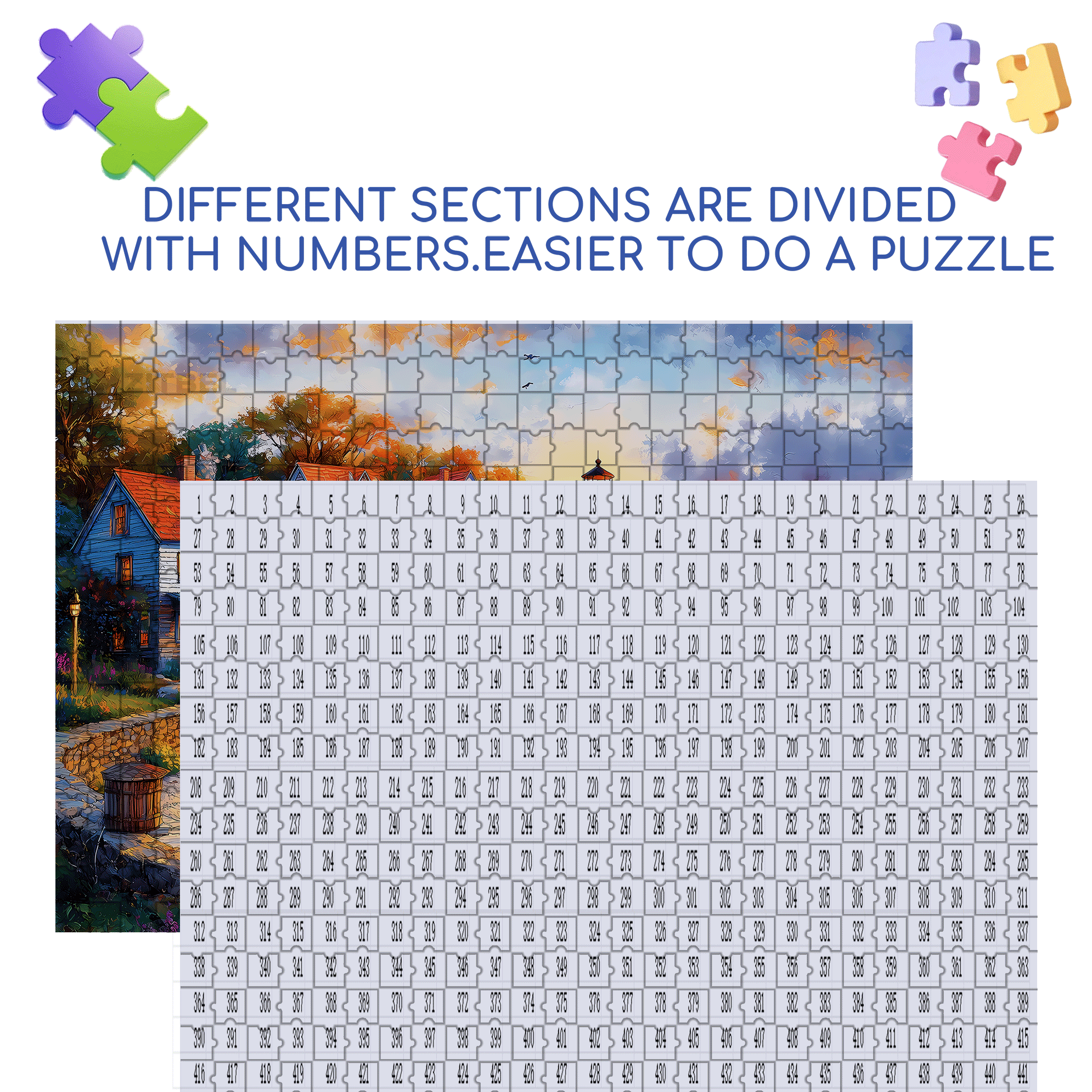 Fishing Village 500pcs/1000pcs Jigsaw Puzzle, Scratch-Resistant, Interactive Family Game & Brain-Boosting DIY Decor, Perfect for Halloween, Christmas & New Year Gifts, Family Puzzle Game