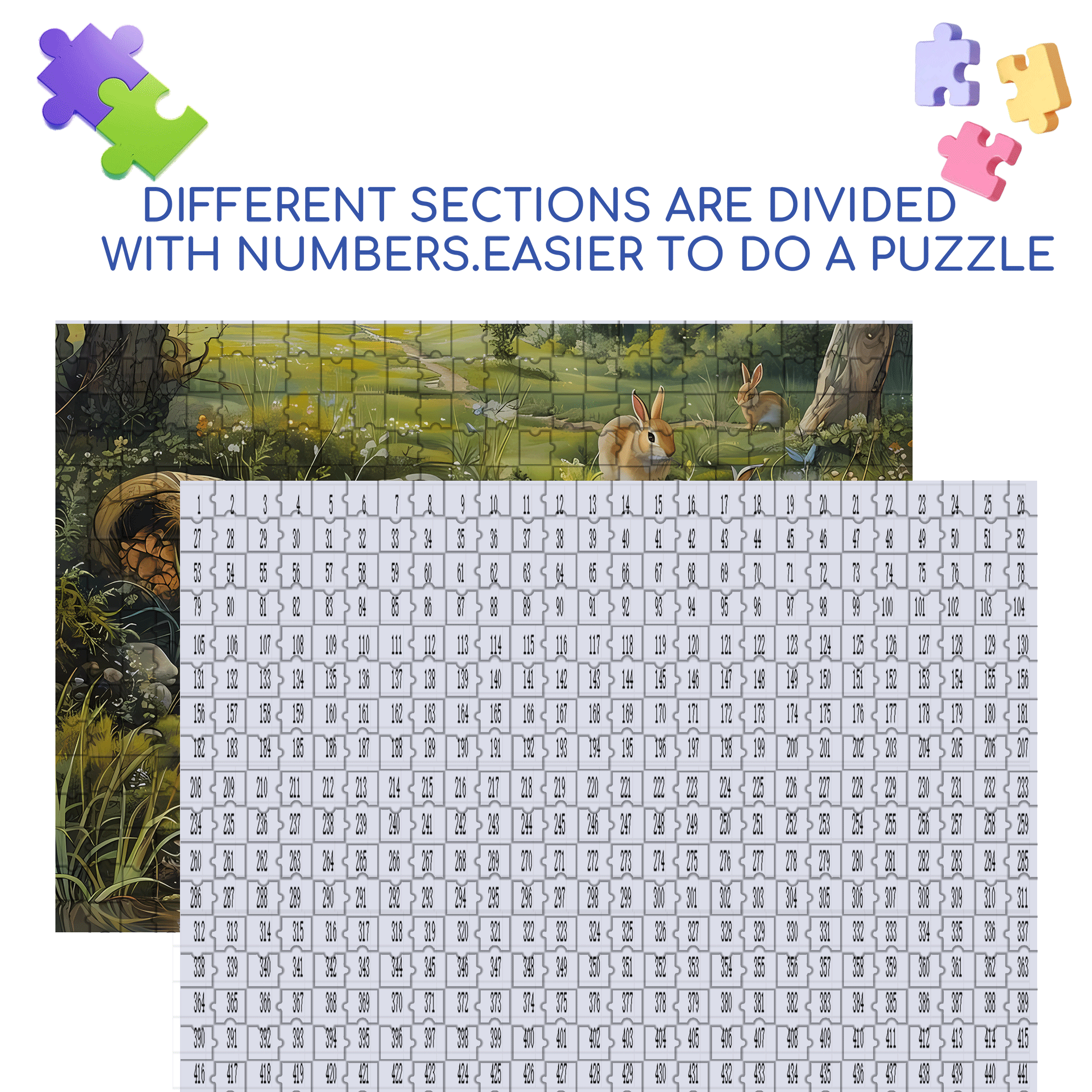 Forest Rabbit 500pcs/1000pcs Jigsaw Puzzle, Scratch-Resistant, Interactive Family Game & Brain-Boosting DIY Decor, Perfect for Halloween, Christmas & New Year Gifts, Family Puzzle Game