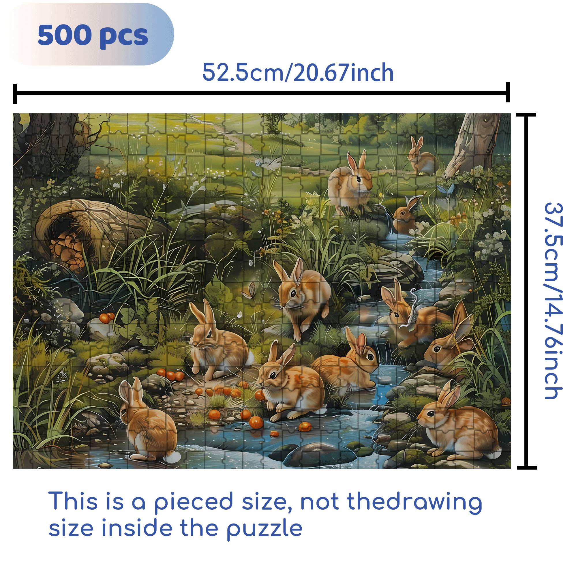 Forest Rabbit 500pcs/1000pcs Jigsaw Puzzle, Scratch-Resistant, Interactive Family Game & Brain-Boosting DIY Decor, Perfect for Halloween, Christmas & New Year Gifts, Family Puzzle Game
