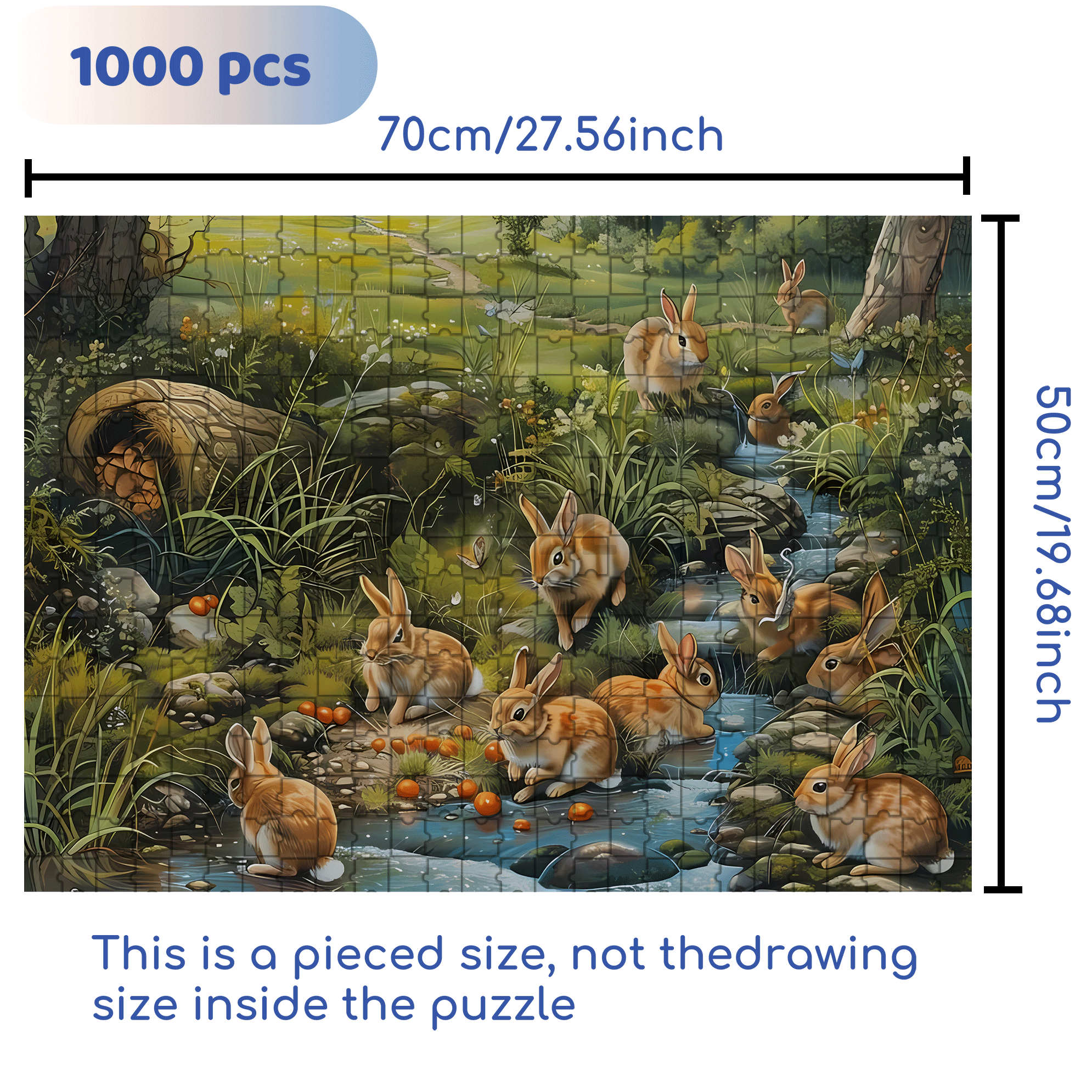 Forest Rabbit 500pcs/1000pcs Jigsaw Puzzle, Scratch-Resistant, Interactive Family Game & Brain-Boosting DIY Decor, Perfect for Halloween, Christmas & New Year Gifts, Family Puzzle Game