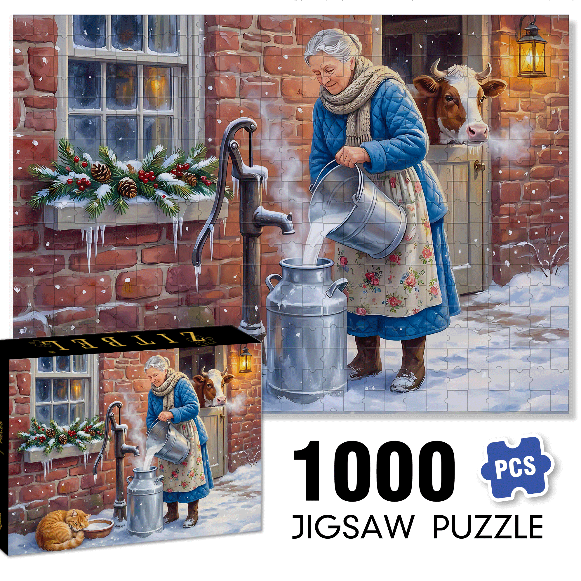 Fresh Milk 500pcs/1000pcs Jigsaw Puzzle, Scratch-Resistant, Interactive Family Game & Brain-Boosting DIY Decor, Perfect for Halloween, Christmas & New Year Gifts, Family Puzzle Game