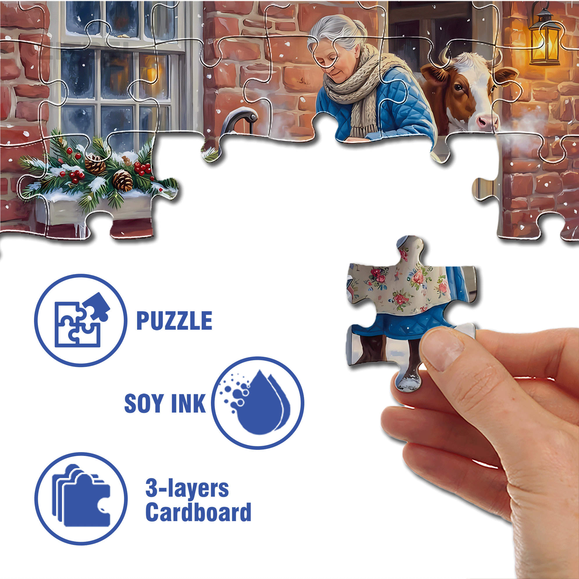 Fresh Milk 500pcs/1000pcs Jigsaw Puzzle, Scratch-Resistant, Interactive Family Game & Brain-Boosting DIY Decor, Perfect for Halloween, Christmas & New Year Gifts, Family Puzzle Game