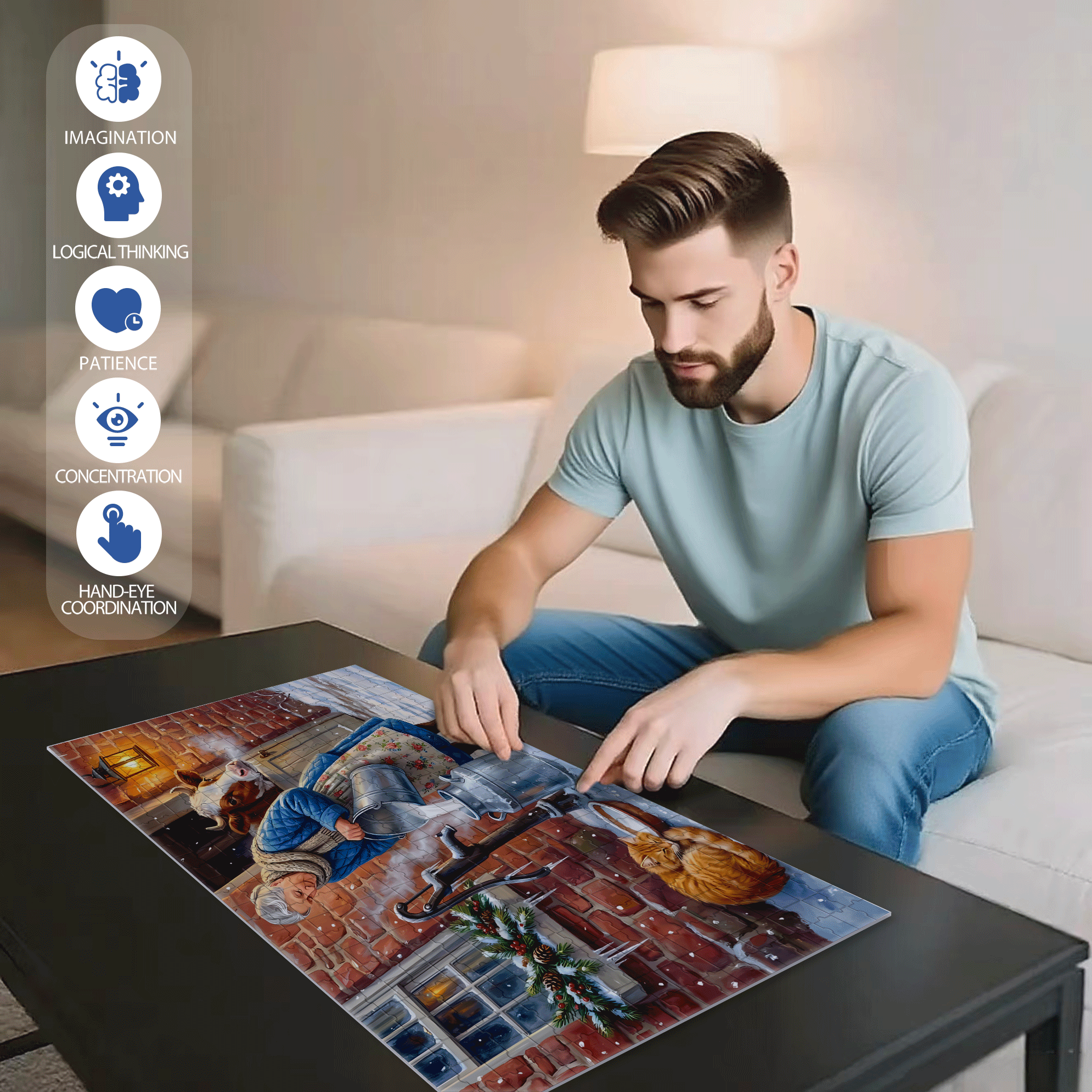 Fresh Milk 500pcs/1000pcs Jigsaw Puzzle, Scratch-Resistant, Interactive Family Game & Brain-Boosting DIY Decor, Perfect for Halloween, Christmas & New Year Gifts, Family Puzzle Game