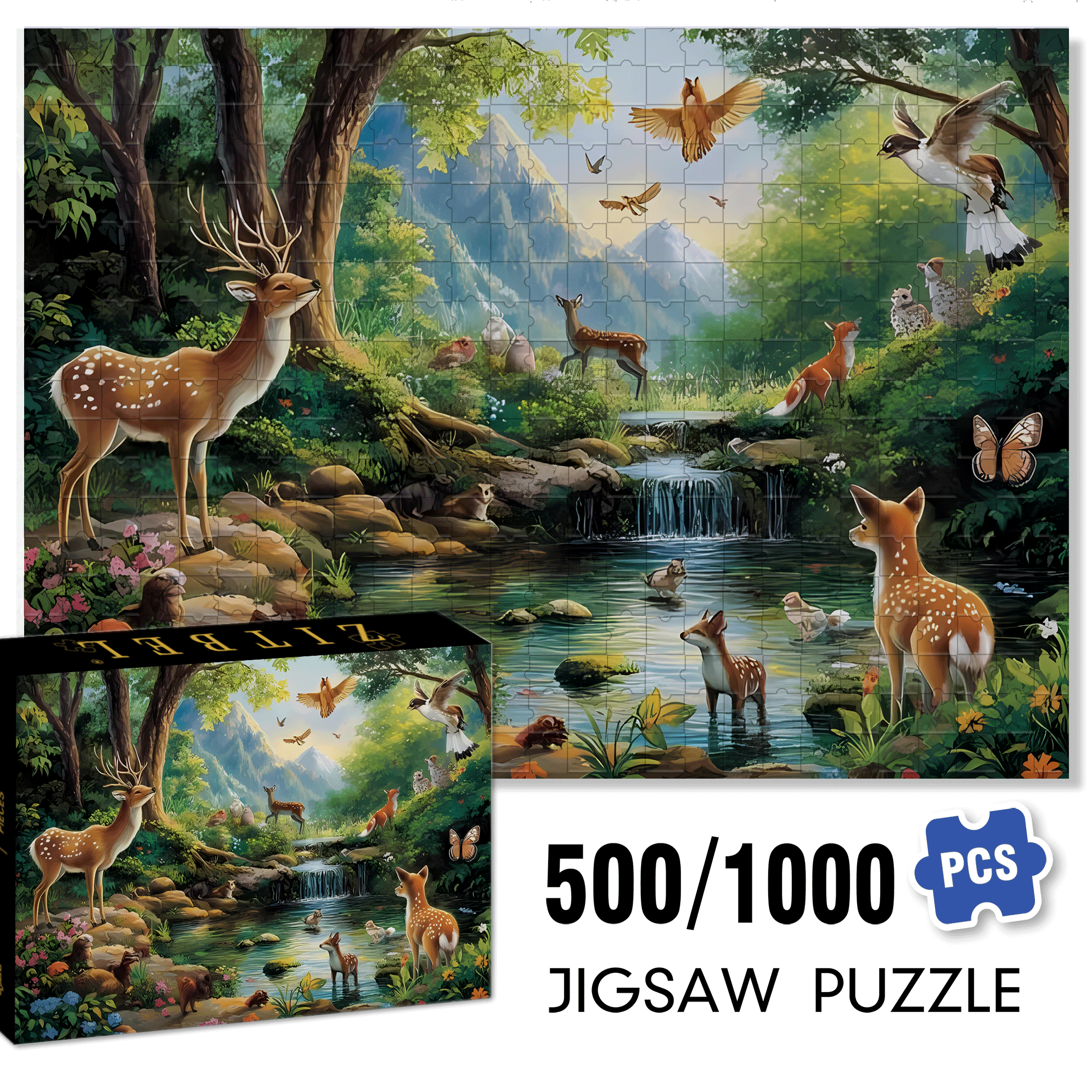 Gentle Small Animals 500pcs/1000pcs Jigsaw Puzzle, Scratch-Resistant, Interactive Family Game & Brain-Boosting DIY Decor, Perfect for Halloween, Christmas & New Year Gifts, Family Puzzle Game