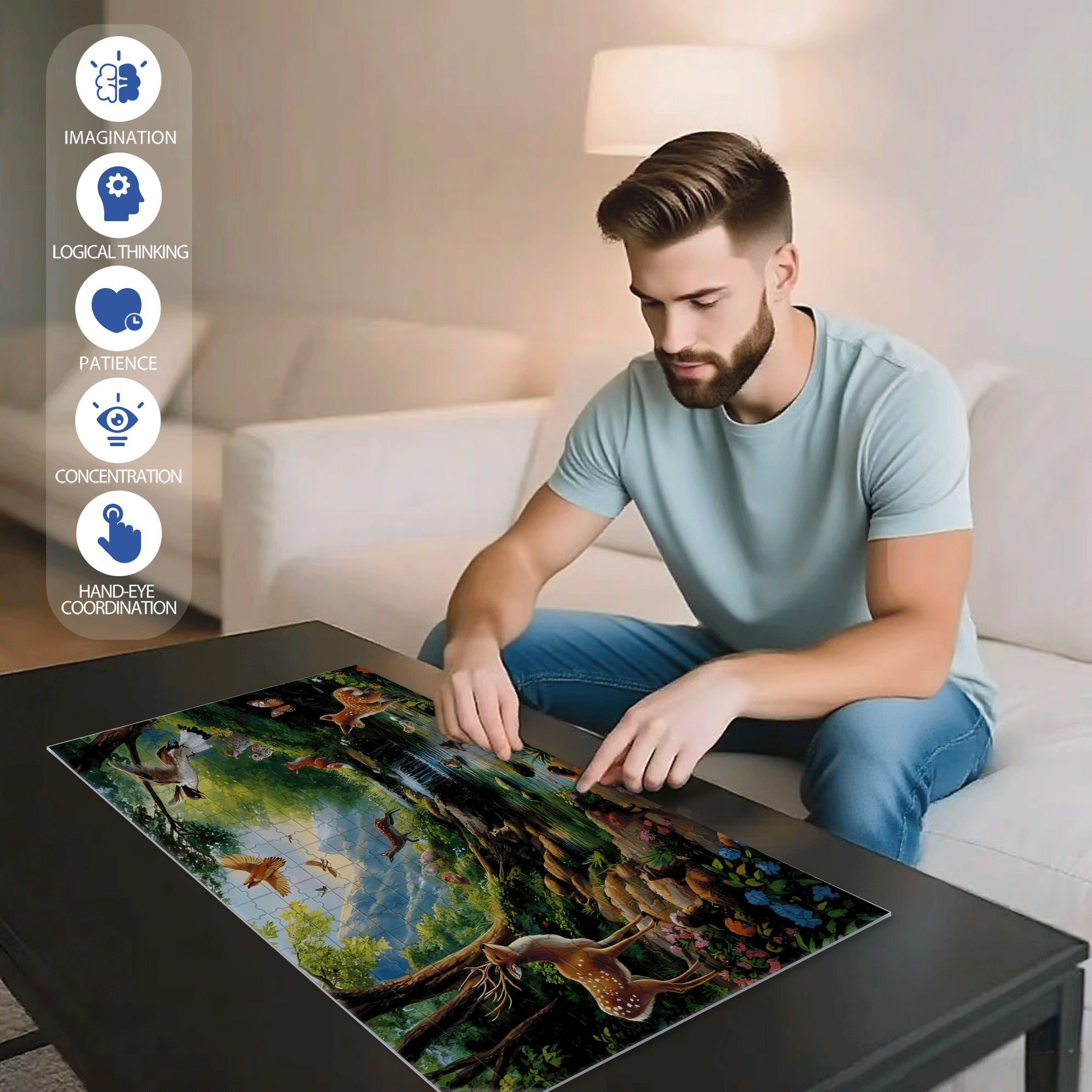 Gentle Small Animals 500pcs/1000pcs Jigsaw Puzzle, Scratch-Resistant, Interactive Family Game & Brain-Boosting DIY Decor, Perfect for Halloween, Christmas & New Year Gifts, Family Puzzle Game
