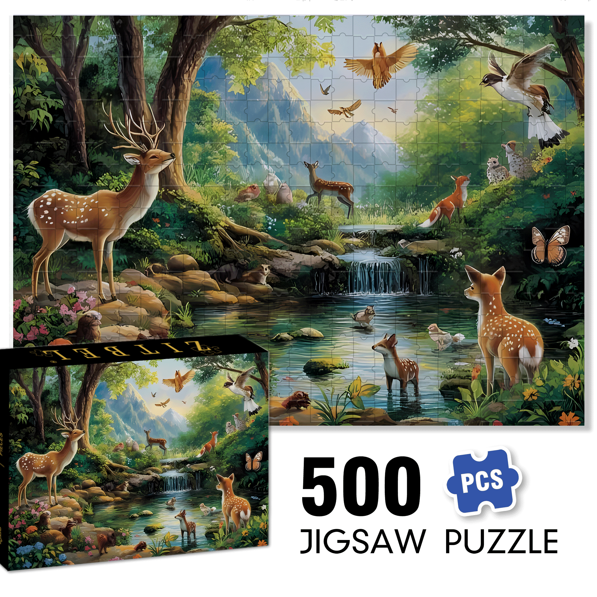 Gentle Small Animals 500pcs/1000pcs Jigsaw Puzzle, Scratch-Resistant, Interactive Family Game & Brain-Boosting DIY Decor, Perfect for Halloween, Christmas & New Year Gifts, Family Puzzle Game