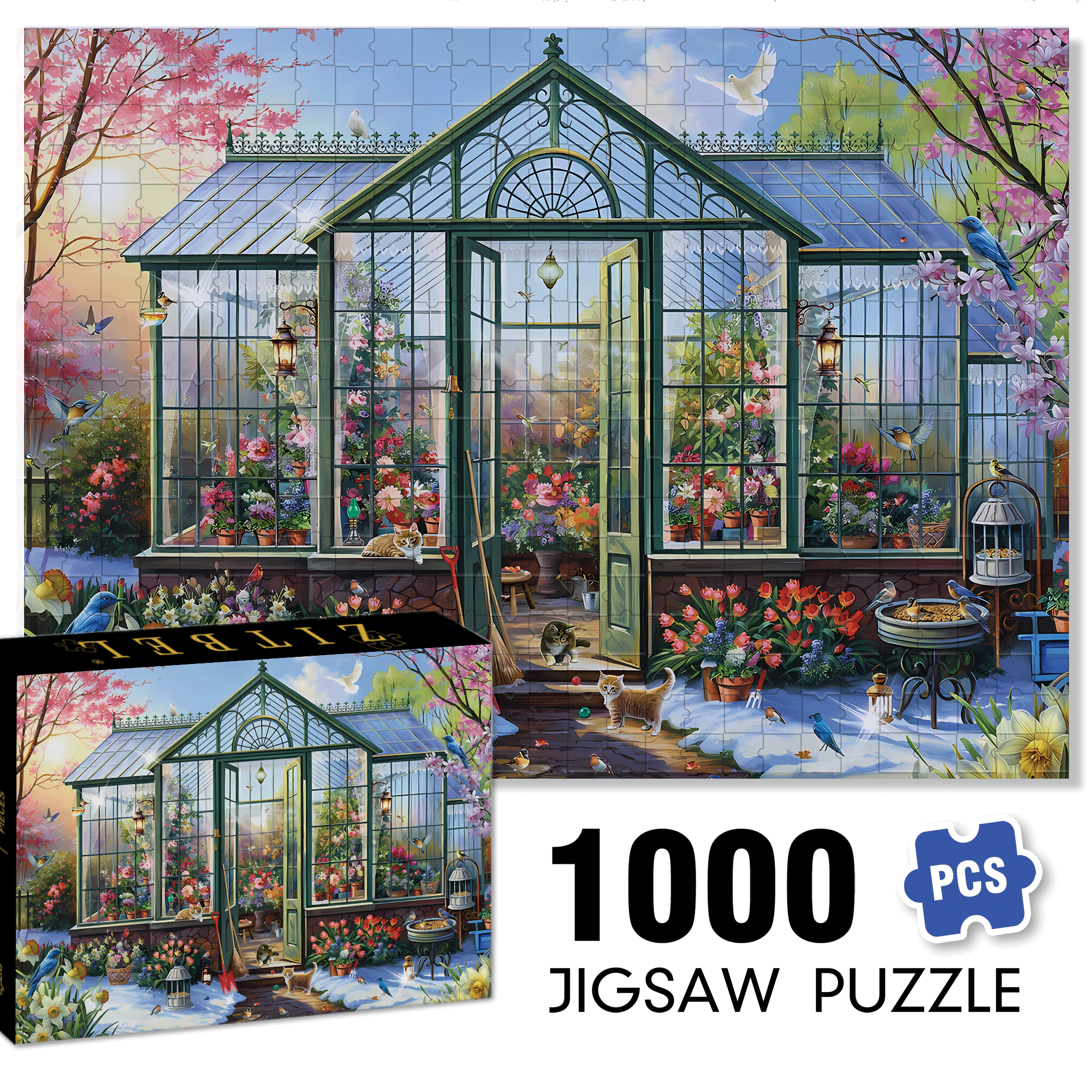 Getting Ready For Spring 500pcs/1000pcs Jigsaw Puzzle, Scratch-Resistant, Interactive Family Game & Brain-Boosting DIY Decor, Perfect for Halloween, Christmas & New Year Gifts, Family Puzzle Game