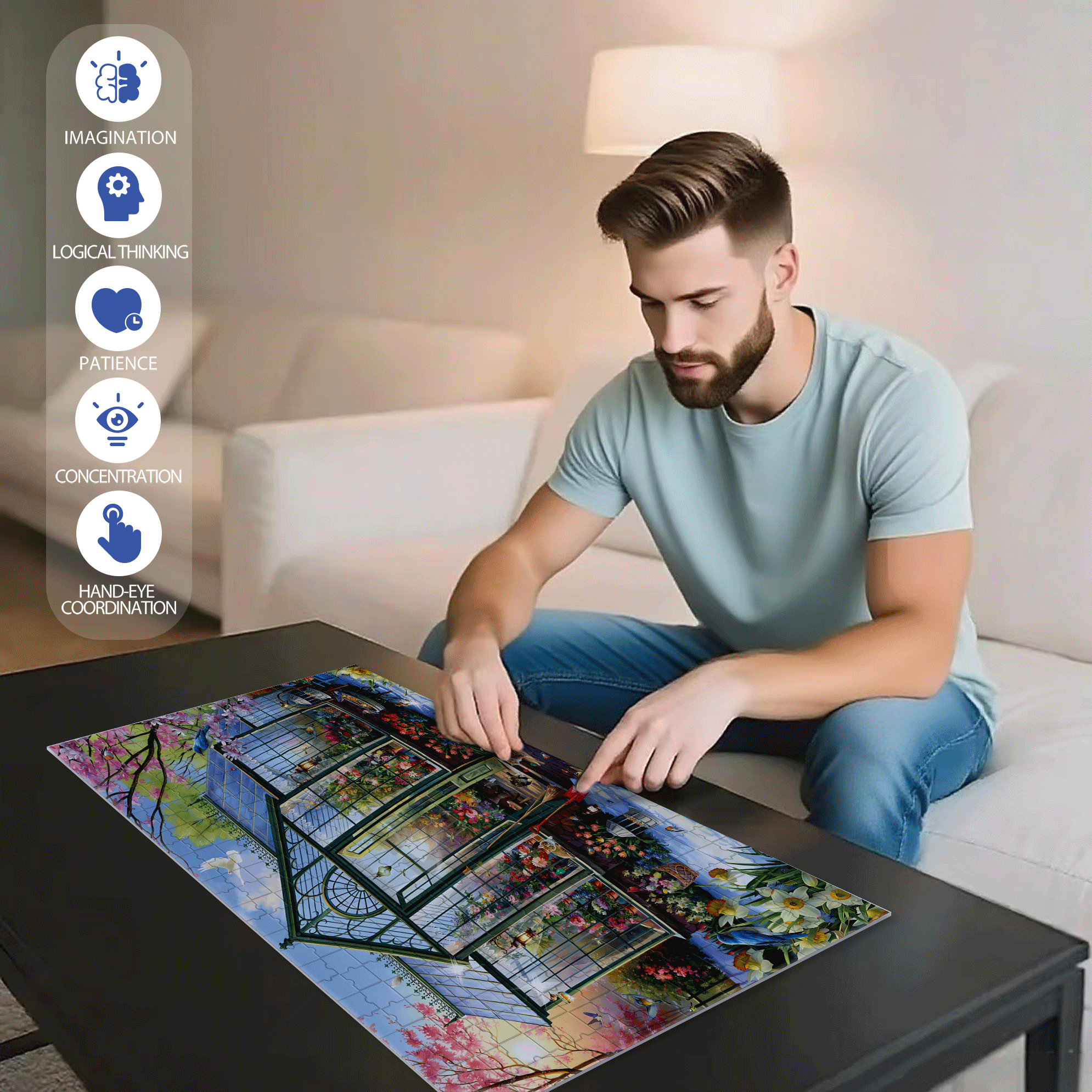 Getting Ready For Spring 500pcs/1000pcs Jigsaw Puzzle, Scratch-Resistant, Interactive Family Game & Brain-Boosting DIY Decor, Perfect for Halloween, Christmas & New Year Gifts, Family Puzzle Game