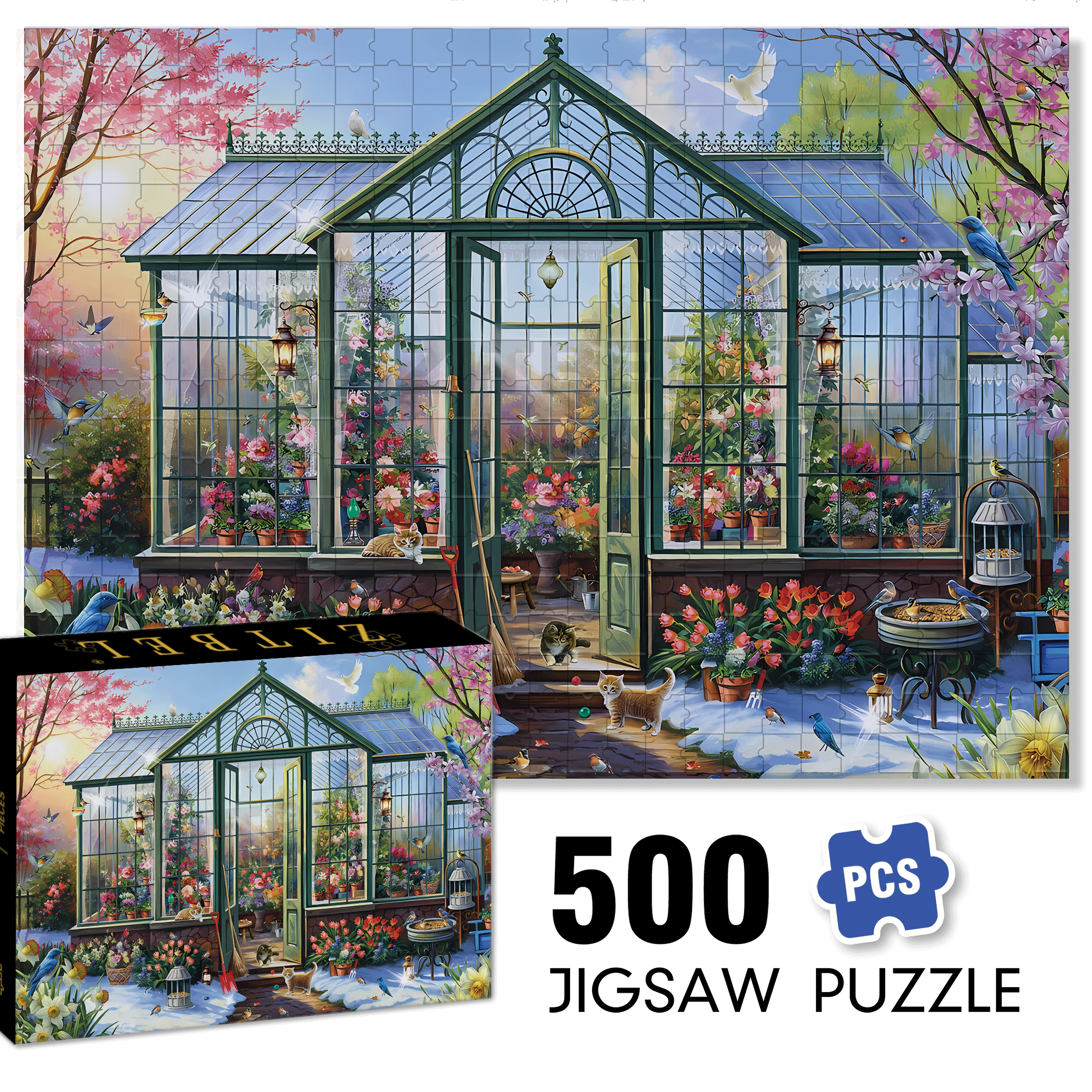 Getting Ready For Spring 500pcs/1000pcs Jigsaw Puzzle, Scratch-Resistant, Interactive Family Game & Brain-Boosting DIY Decor, Perfect for Halloween, Christmas & New Year Gifts, Family Puzzle Game