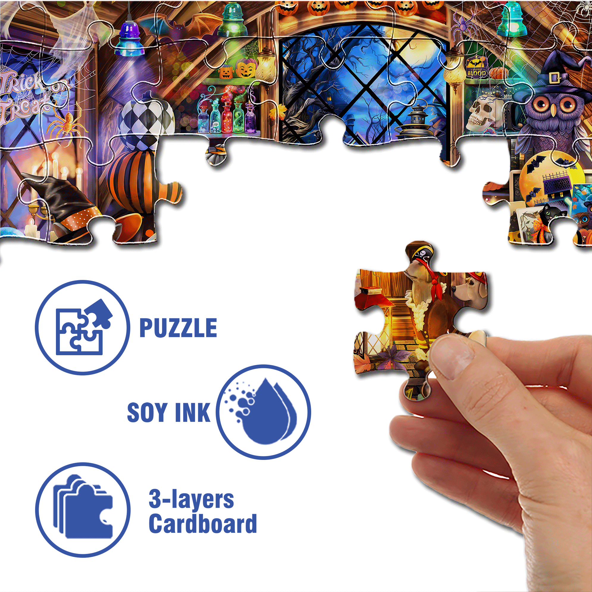 Halloween Collectibles 500pcs/1000pcs Jigsaw Puzzle, Scratch-Resistant, Interactive Family Game & Brain-Boosting DIY Decor, Perfect for Halloween, Christmas & New Year Gifts, Family Puzzle Game