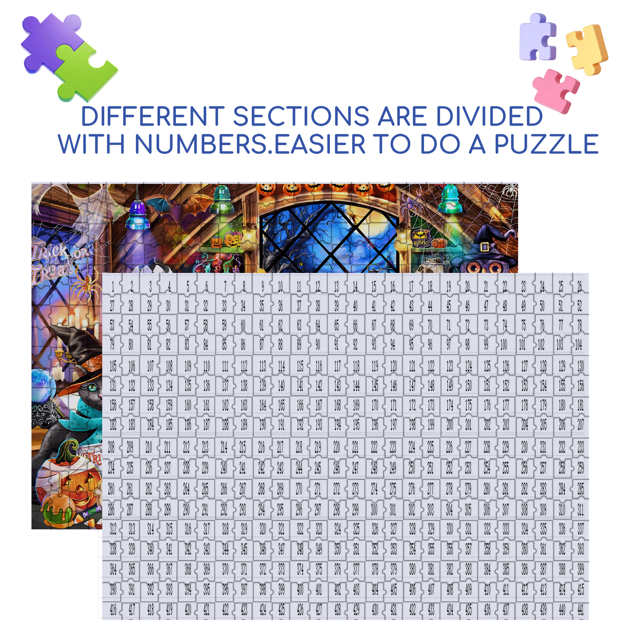Halloween Collectibles 500pcs/1000pcs Jigsaw Puzzle, Scratch-Resistant, Interactive Family Game & Brain-Boosting DIY Decor, Perfect for Halloween, Christmas & New Year Gifts, Family Puzzle Game