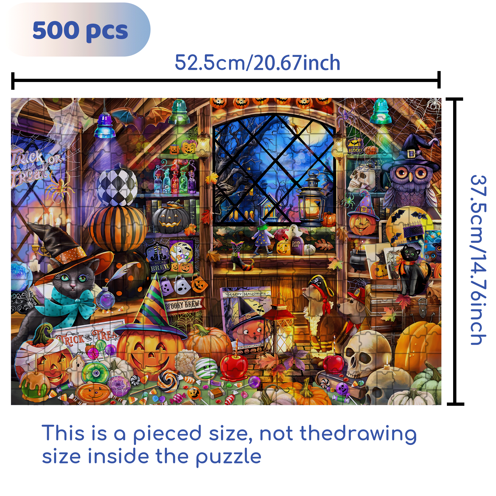 Halloween Collectibles 500pcs/1000pcs Jigsaw Puzzle, Scratch-Resistant, Interactive Family Game & Brain-Boosting DIY Decor, Perfect for Halloween, Christmas & New Year Gifts, Family Puzzle Game