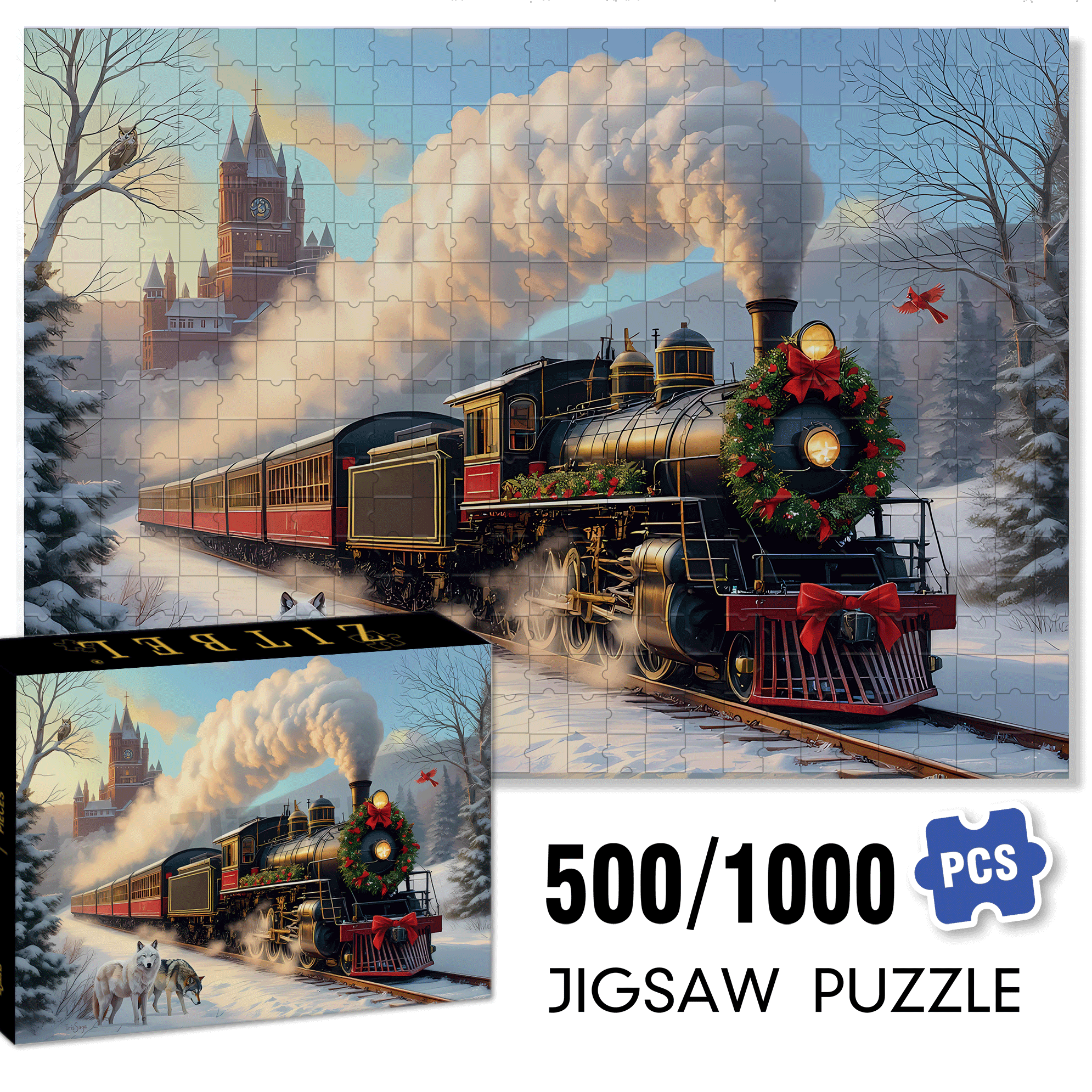 Holiday Journey 500pcs/1000pcs Jigsaw Puzzle, Scratch-Resistant, Interactive Family Game & Brain-Boosting DIY Decor, Perfect for Halloween, Christmas & New Year Gifts, Family Puzzle Game