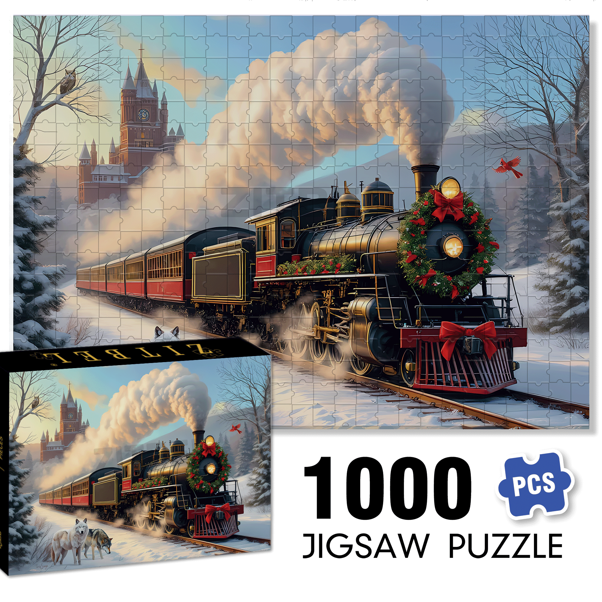 Holiday Journey 500pcs/1000pcs Jigsaw Puzzle, Scratch-Resistant, Interactive Family Game & Brain-Boosting DIY Decor, Perfect for Halloween, Christmas & New Year Gifts, Family Puzzle Game
