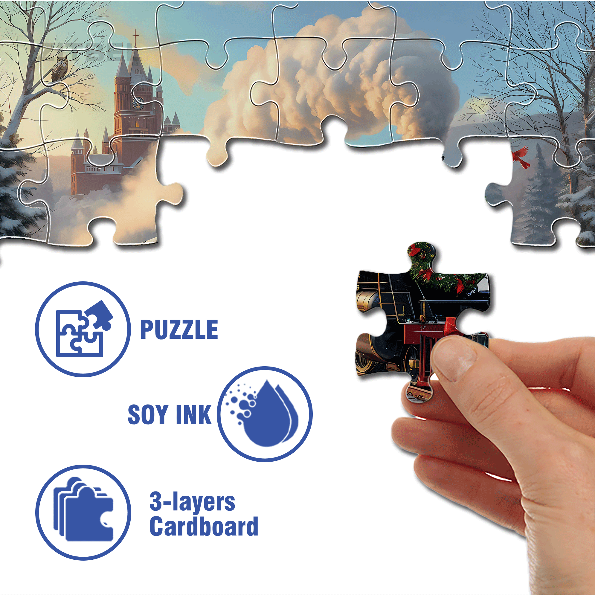 Holiday Journey 500pcs/1000pcs Jigsaw Puzzle, Scratch-Resistant, Interactive Family Game & Brain-Boosting DIY Decor, Perfect for Halloween, Christmas & New Year Gifts, Family Puzzle Game