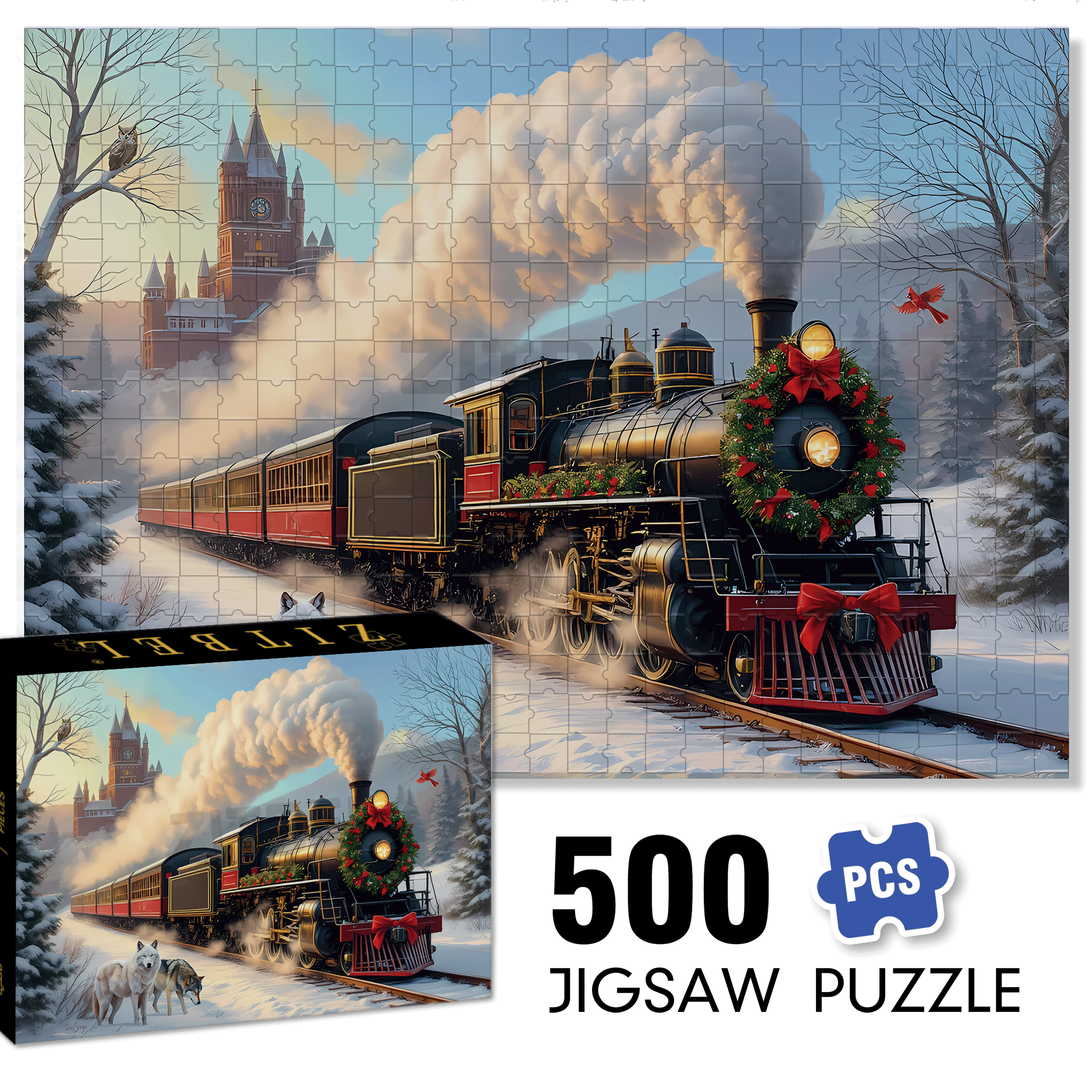 Holiday Journey 500pcs/1000pcs Jigsaw Puzzle, Scratch-Resistant, Interactive Family Game & Brain-Boosting DIY Decor, Perfect for Halloween, Christmas & New Year Gifts, Family Puzzle Game