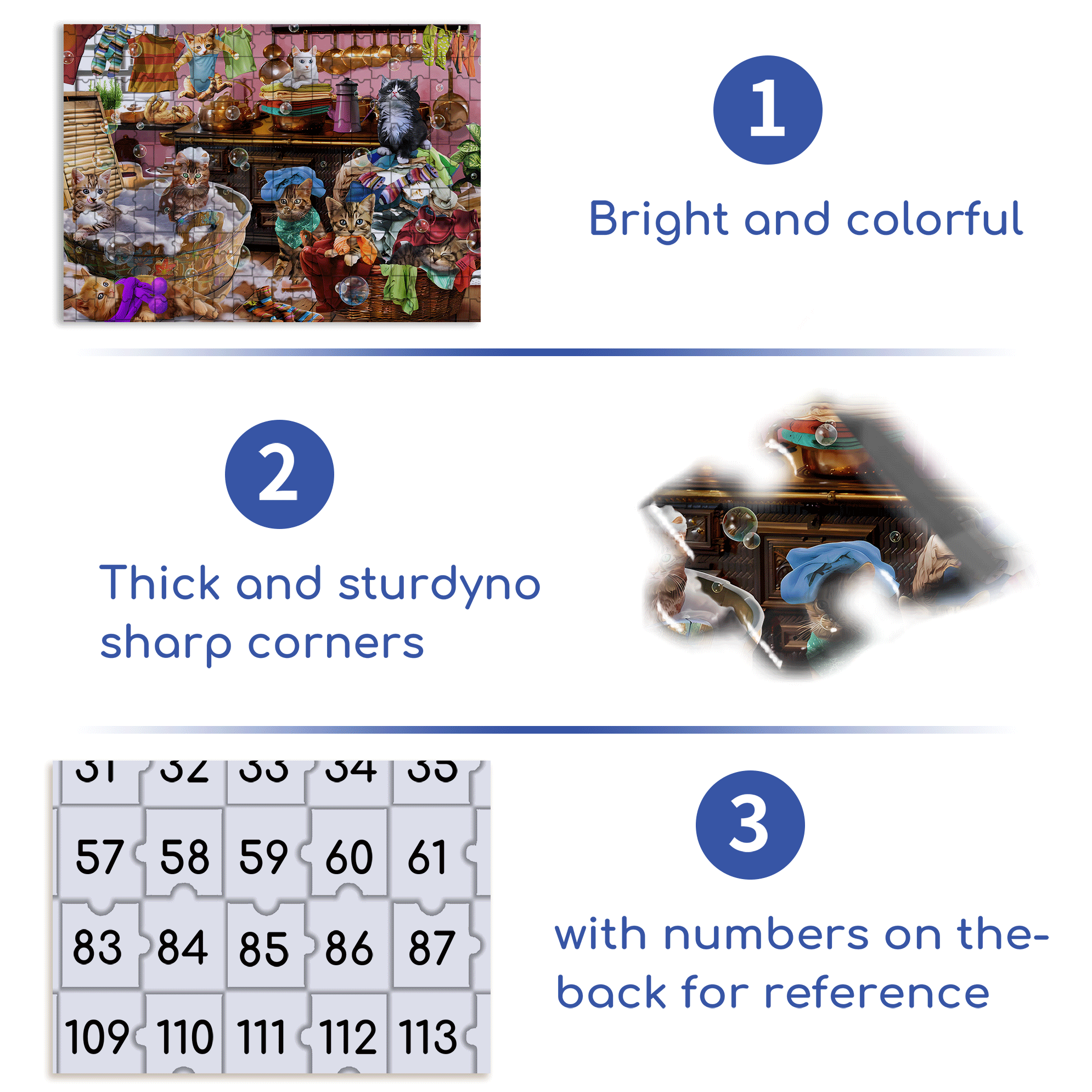 Kittens in The Kitchen 500pcs/1000pcs Jigsaw Puzzle, Scratch-Resistant, Interactive Family Game & Brain-Boosting DIY Decor, Perfect for Halloween, Christmas & New Year Gifts, Family Puzzle Game