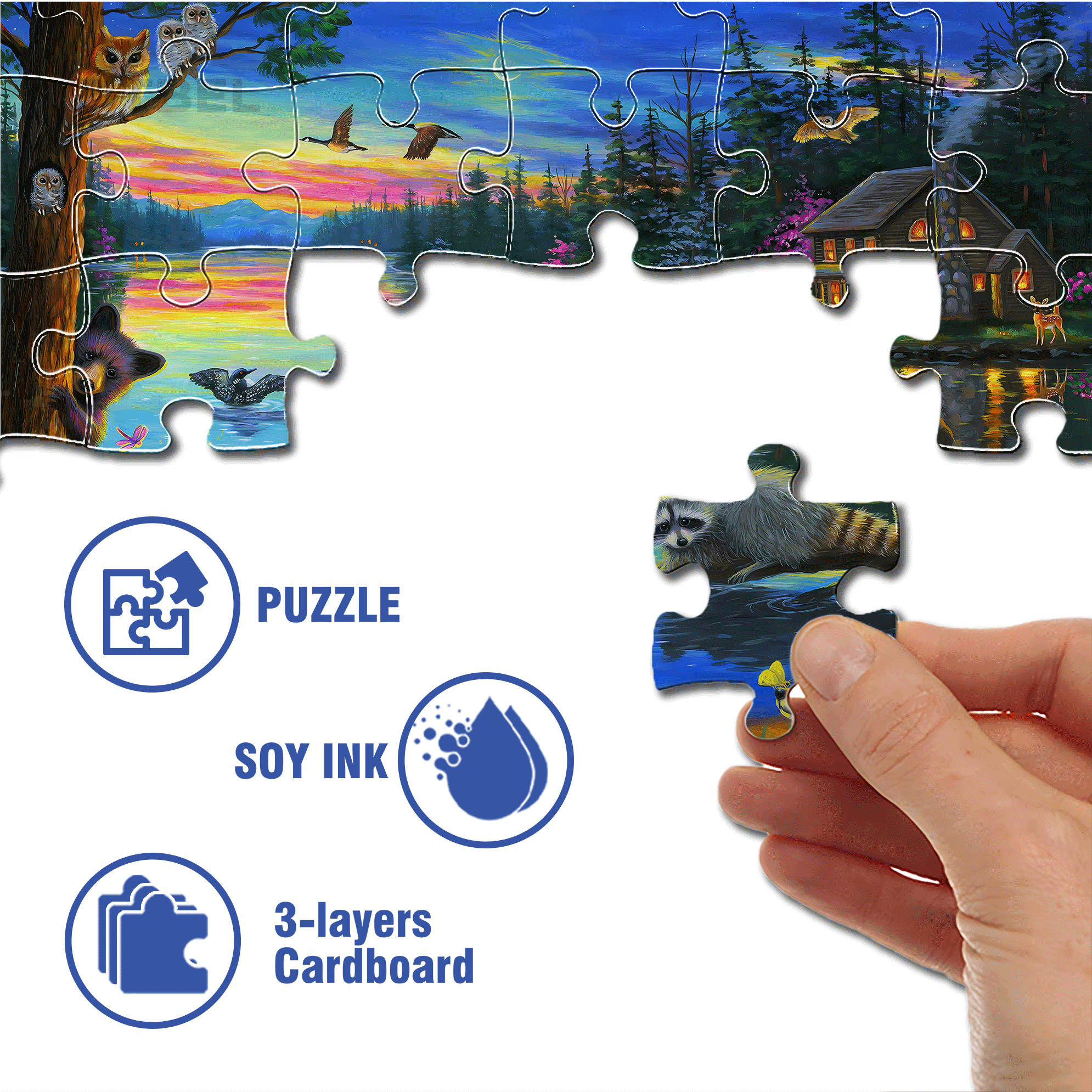Lakeside Evening Licensed 500pcs/1000pcs Jigsaw Puzzle, Scratch-Resistant, Interactive Family Game & Brain-Boosting DIY Decor, Perfect for Halloween, Christmas & New Year Gifts, Family Puzzle Game