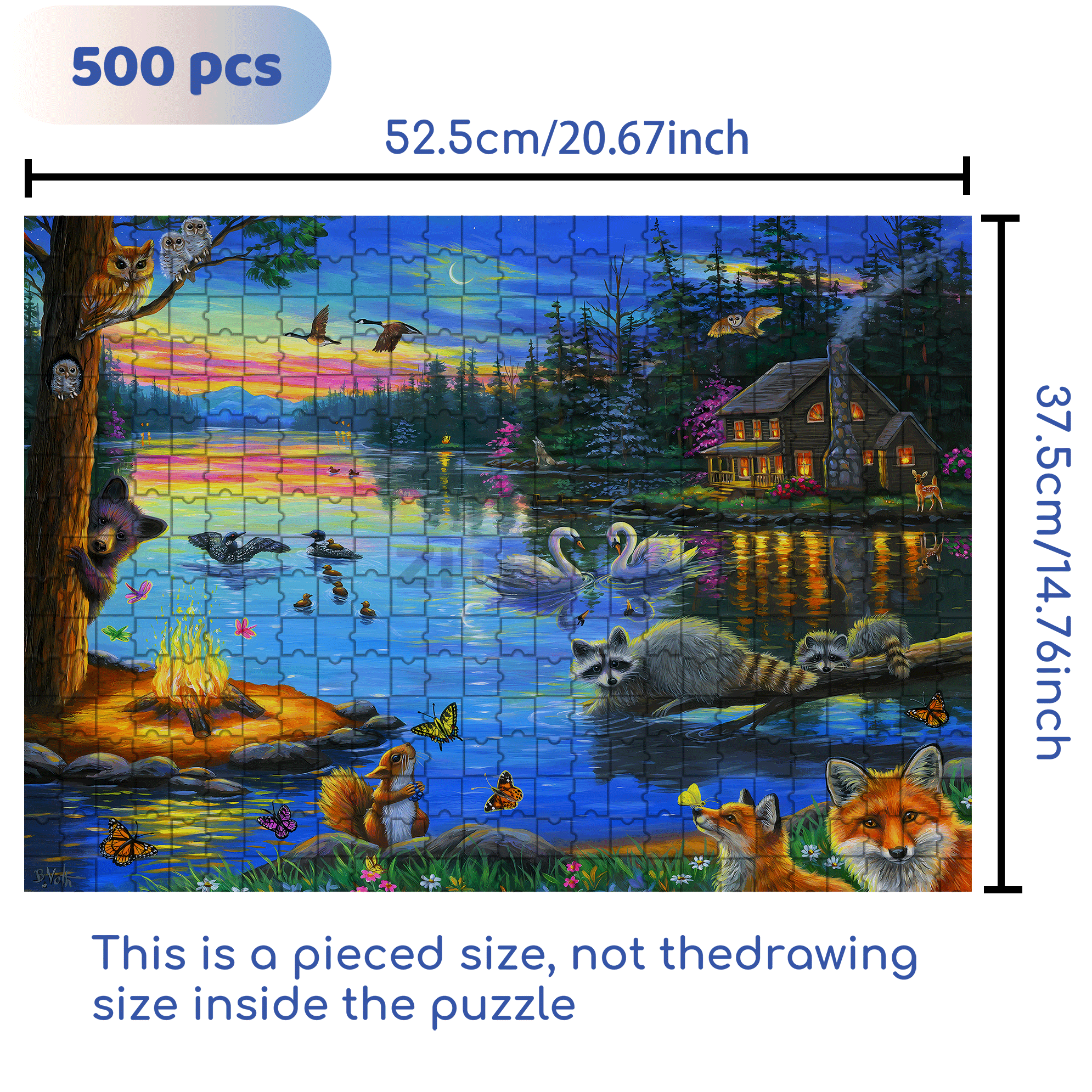 Lakeside Evening Licensed 500pcs/1000pcs Jigsaw Puzzle, Scratch-Resistant, Interactive Family Game & Brain-Boosting DIY Decor, Perfect for Halloween, Christmas & New Year Gifts, Family Puzzle Game