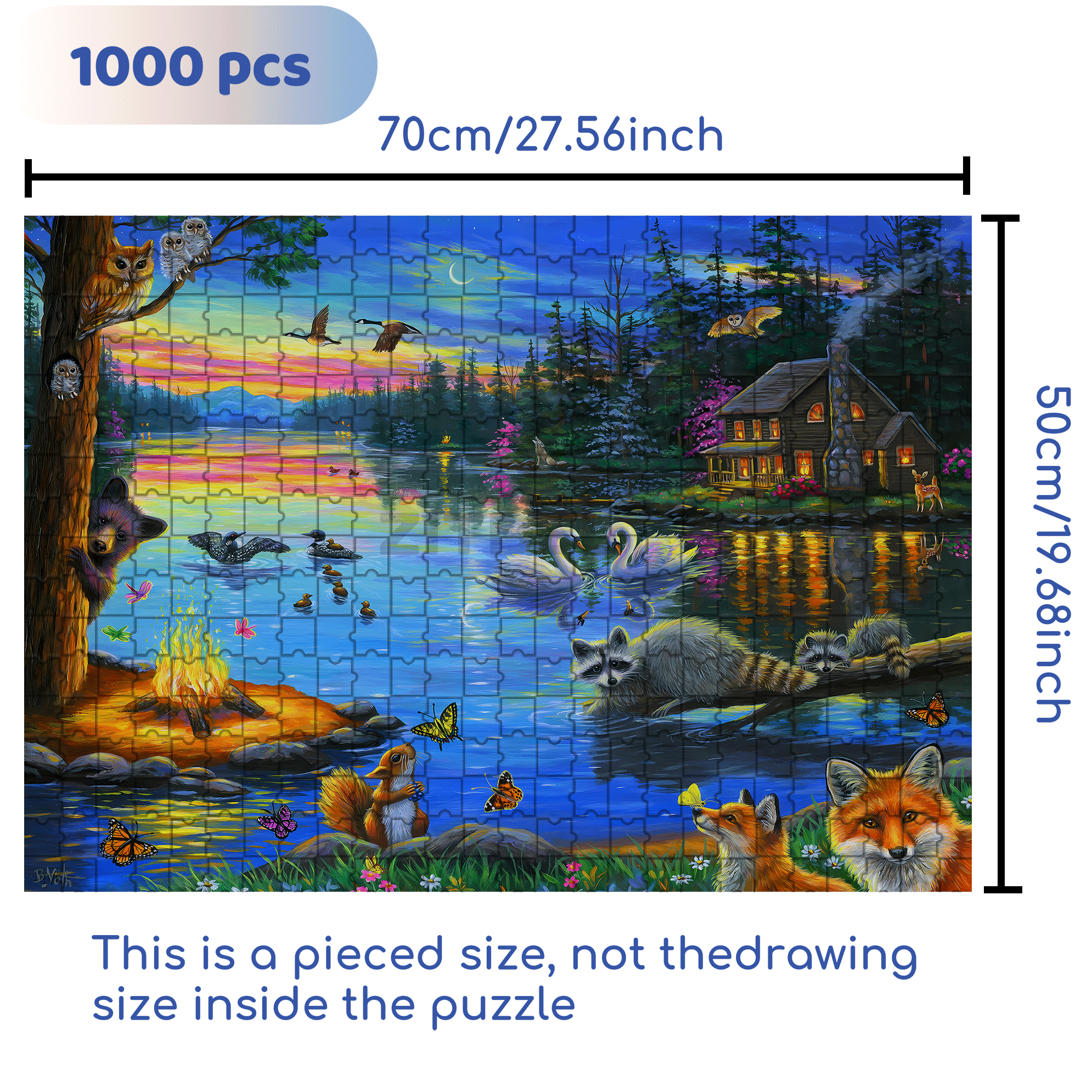 Lakeside Evening Licensed 500pcs/1000pcs Jigsaw Puzzle, Scratch-Resistant, Interactive Family Game & Brain-Boosting DIY Decor, Perfect for Halloween, Christmas & New Year Gifts, Family Puzzle Game