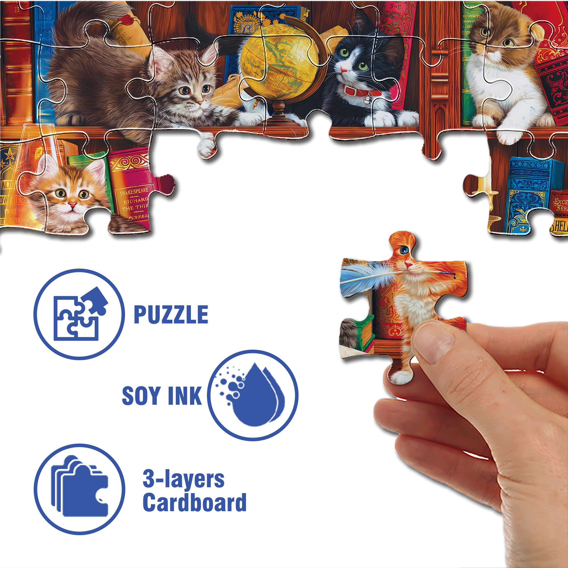 Library Mischief 500pcs/1000pcs Jigsaw Puzzle, Scratch-Resistant, Interactive Family Game & Brain-Boosting DIY Decor, Perfect for Halloween, Christmas & New Year Gifts, Family Puzzle Game