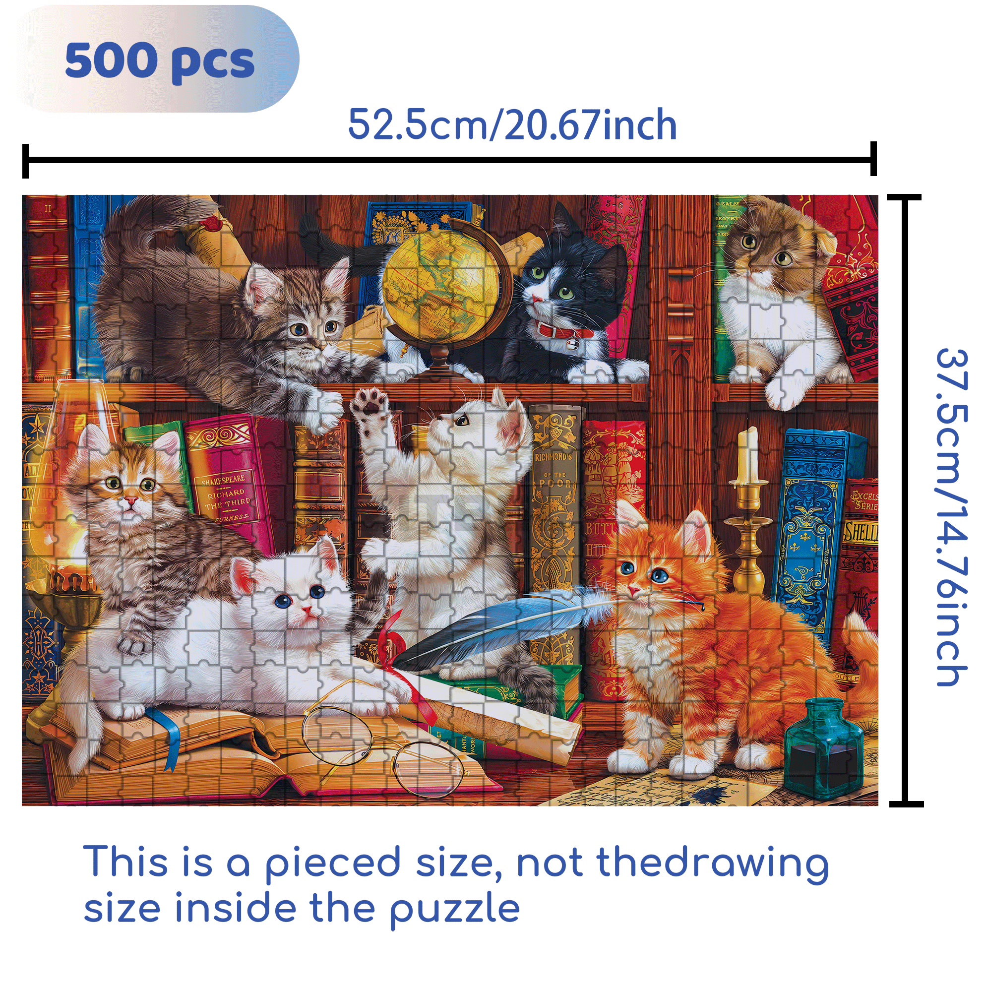 Library Mischief 500pcs/1000pcs Jigsaw Puzzle, Scratch-Resistant, Interactive Family Game & Brain-Boosting DIY Decor, Perfect for Halloween, Christmas & New Year Gifts, Family Puzzle Game