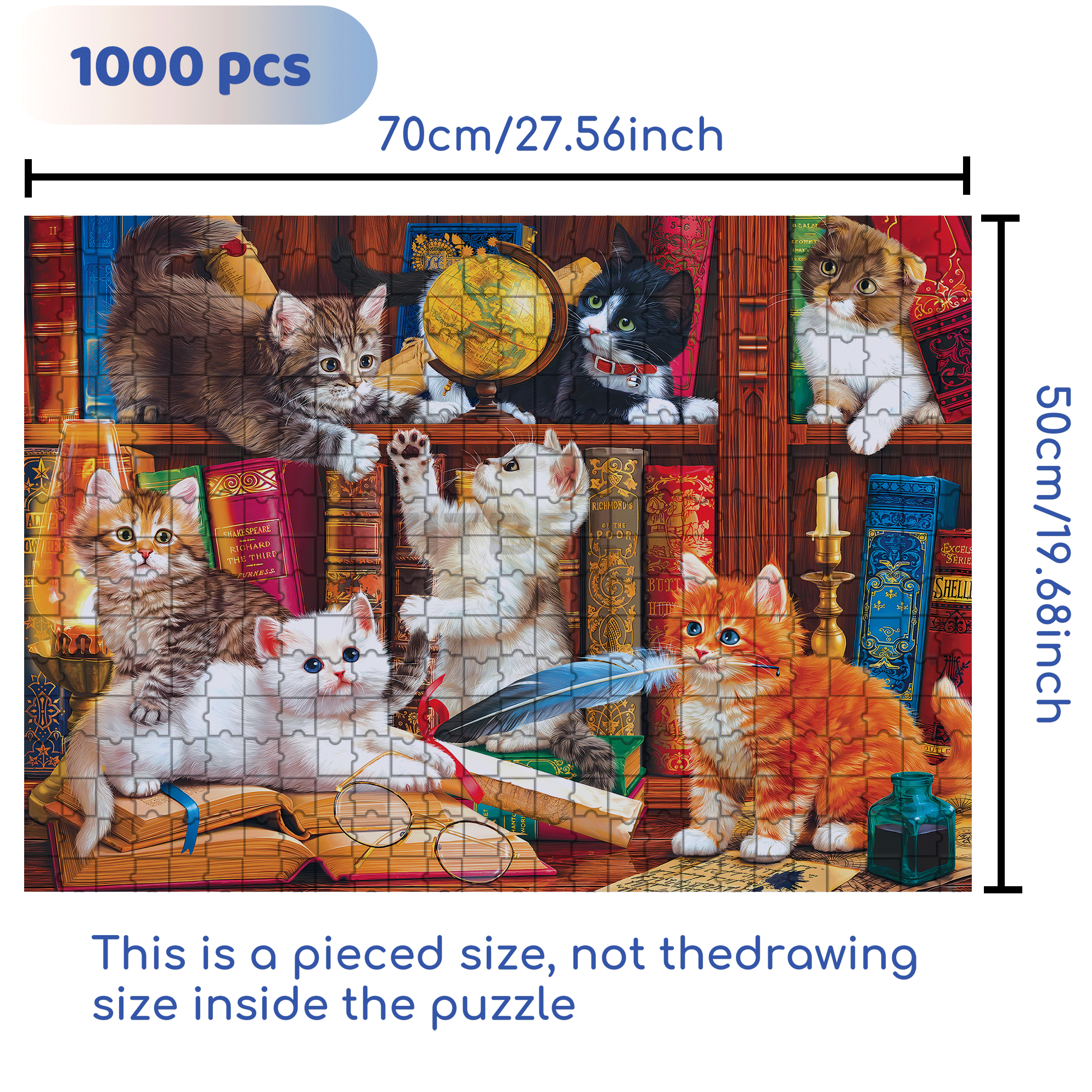 Library Mischief 500pcs/1000pcs Jigsaw Puzzle, Scratch-Resistant, Interactive Family Game & Brain-Boosting DIY Decor, Perfect for Halloween, Christmas & New Year Gifts, Family Puzzle Game