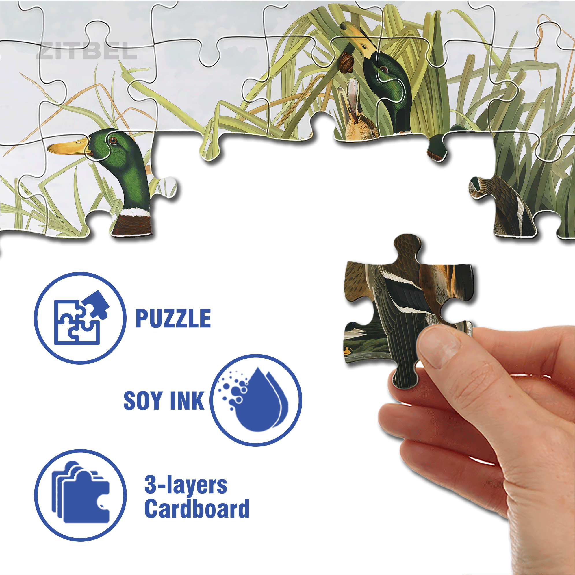 Mallard Ducks 500pcs/1000pcs Jigsaw Puzzle, Scratch-Resistant, Interactive Family Game & Brain-Boosting DIY Decor, Perfect for Halloween, Christmas & New Year Gifts, Family Puzzle Game