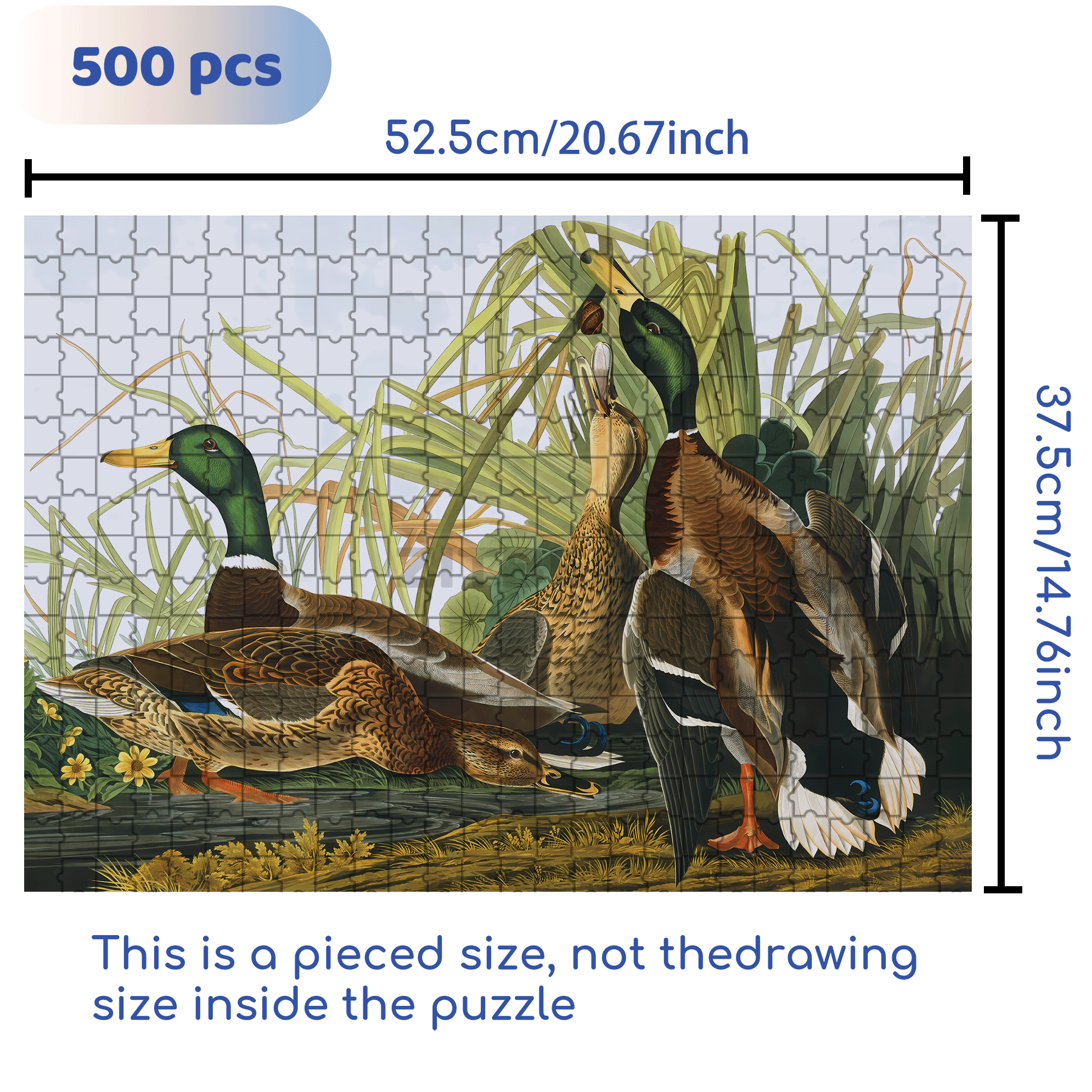 Mallard Ducks 500pcs/1000pcs Jigsaw Puzzle, Scratch-Resistant, Interactive Family Game & Brain-Boosting DIY Decor, Perfect for Halloween, Christmas & New Year Gifts, Family Puzzle Game
