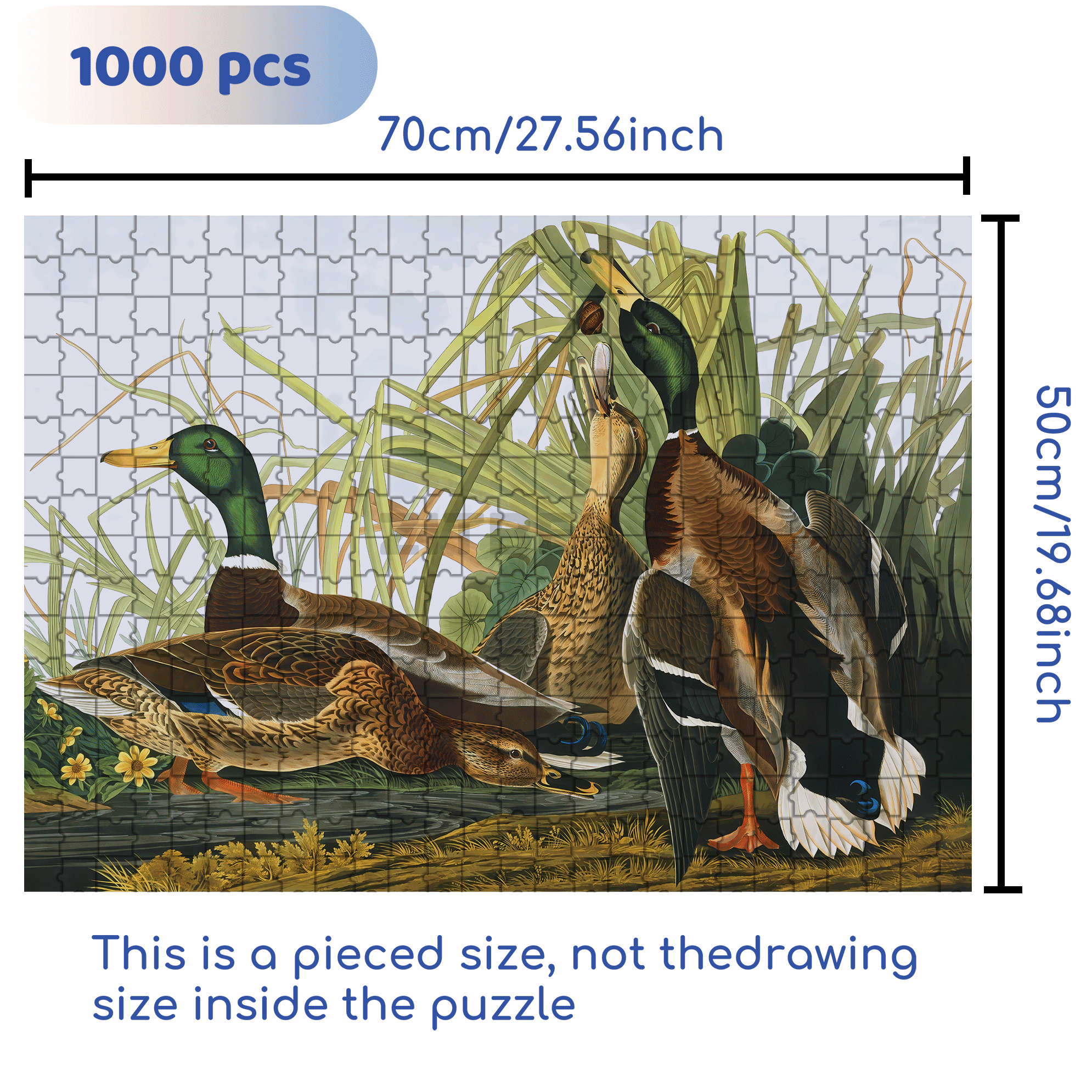 Mallard Ducks 500pcs/1000pcs Jigsaw Puzzle, Scratch-Resistant, Interactive Family Game & Brain-Boosting DIY Decor, Perfect for Halloween, Christmas & New Year Gifts, Family Puzzle Game
