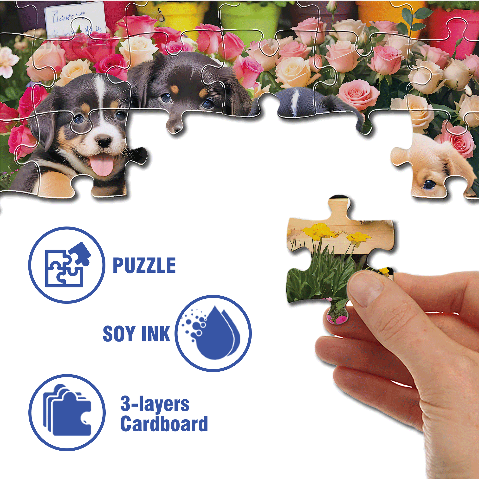 Market Puppies 500pcs/1000pcs Jigsaw Puzzle, Scratch-Resistant, Interactive Family Game & Brain-Boosting DIY Decor, Perfect for Halloween, Christmas & New Year Gifts, Family Puzzle Game