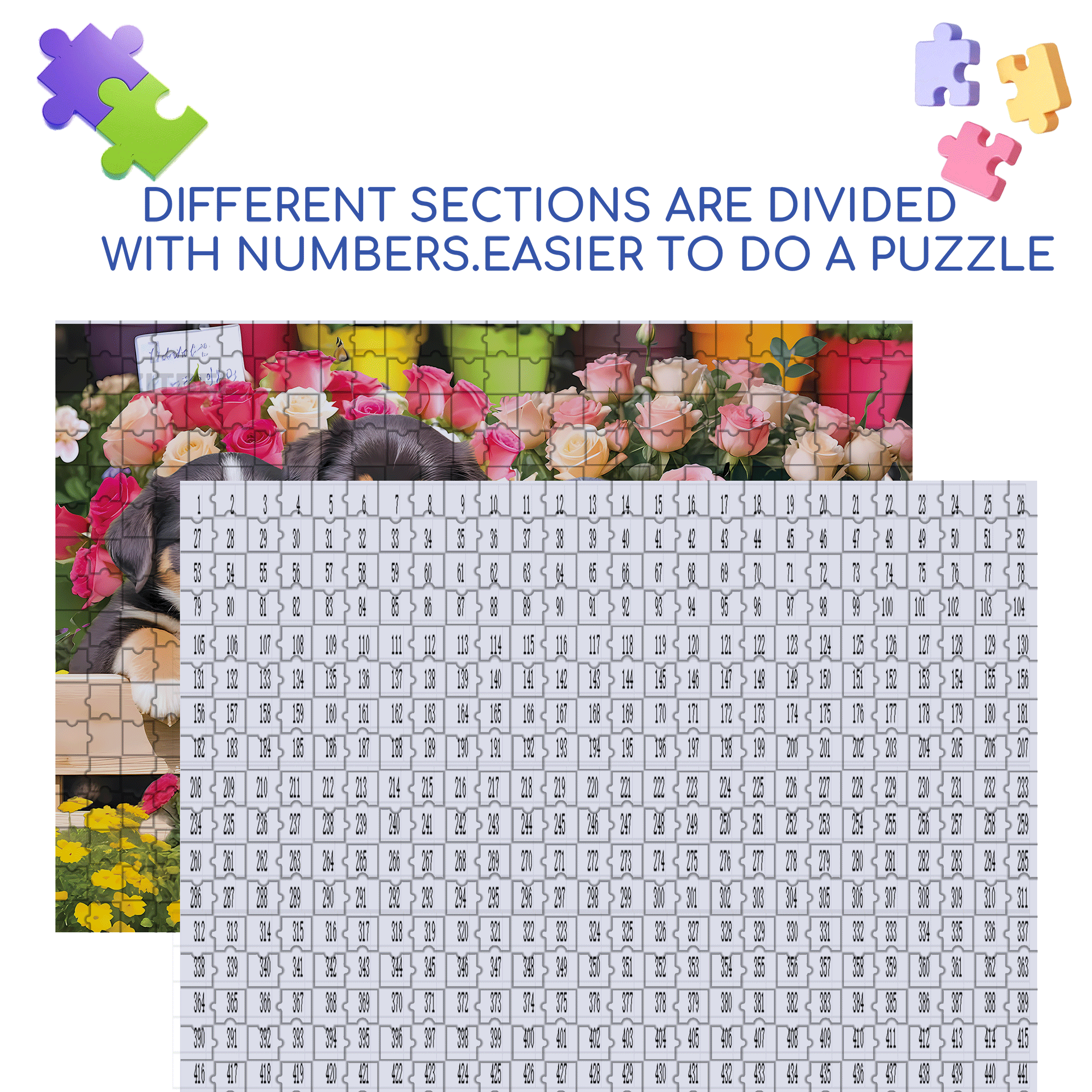 Market Puppies 500pcs/1000pcs Jigsaw Puzzle, Scratch-Resistant, Interactive Family Game & Brain-Boosting DIY Decor, Perfect for Halloween, Christmas & New Year Gifts, Family Puzzle Game
