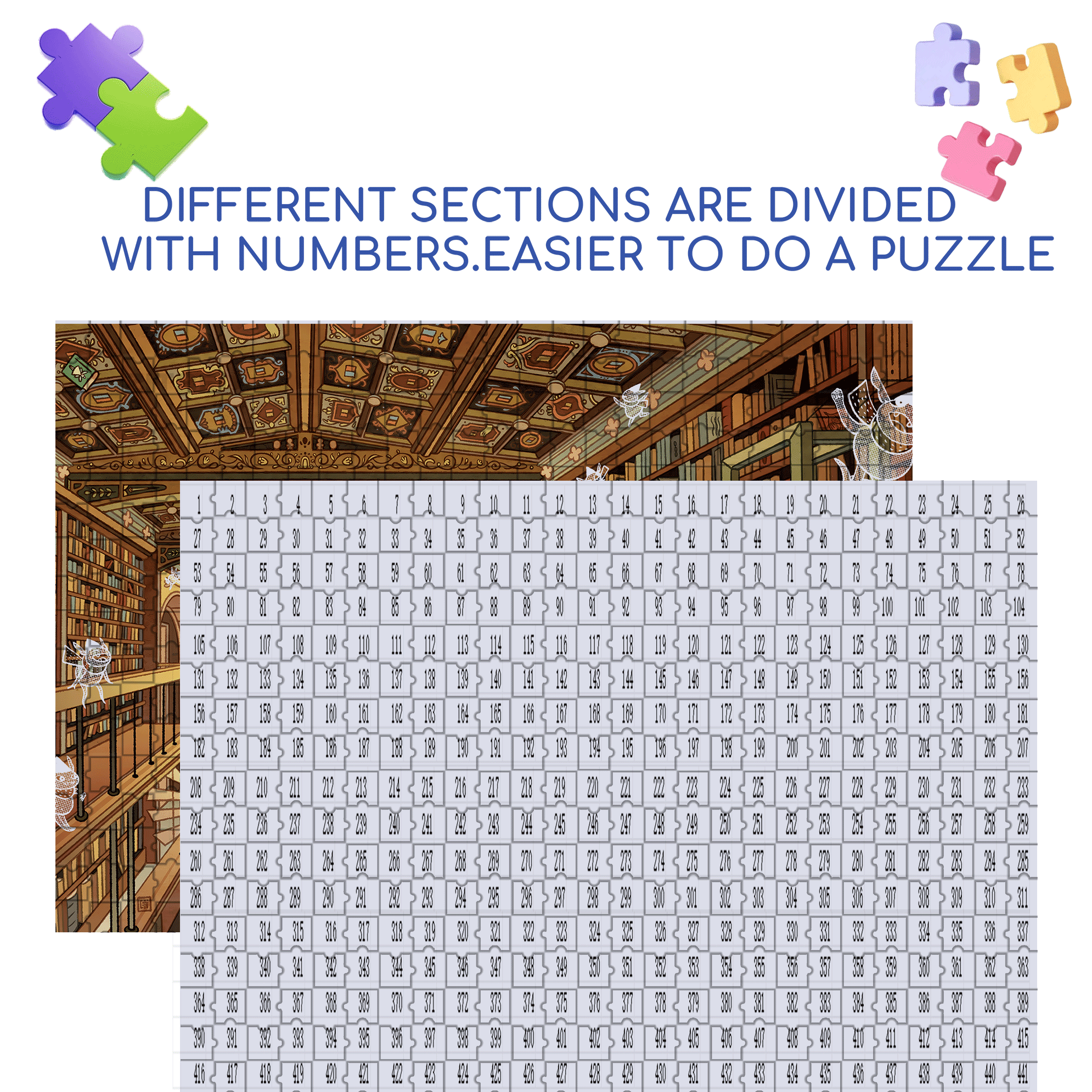 Mischief at the Library 500pcs/1000pcs Jigsaw Puzzle, Scratch-Resistant, Interactive Family Game & Brain-Boosting DIY Decor, Perfect for Halloween, Christmas & New Year Gifts, Family Puzzle Game