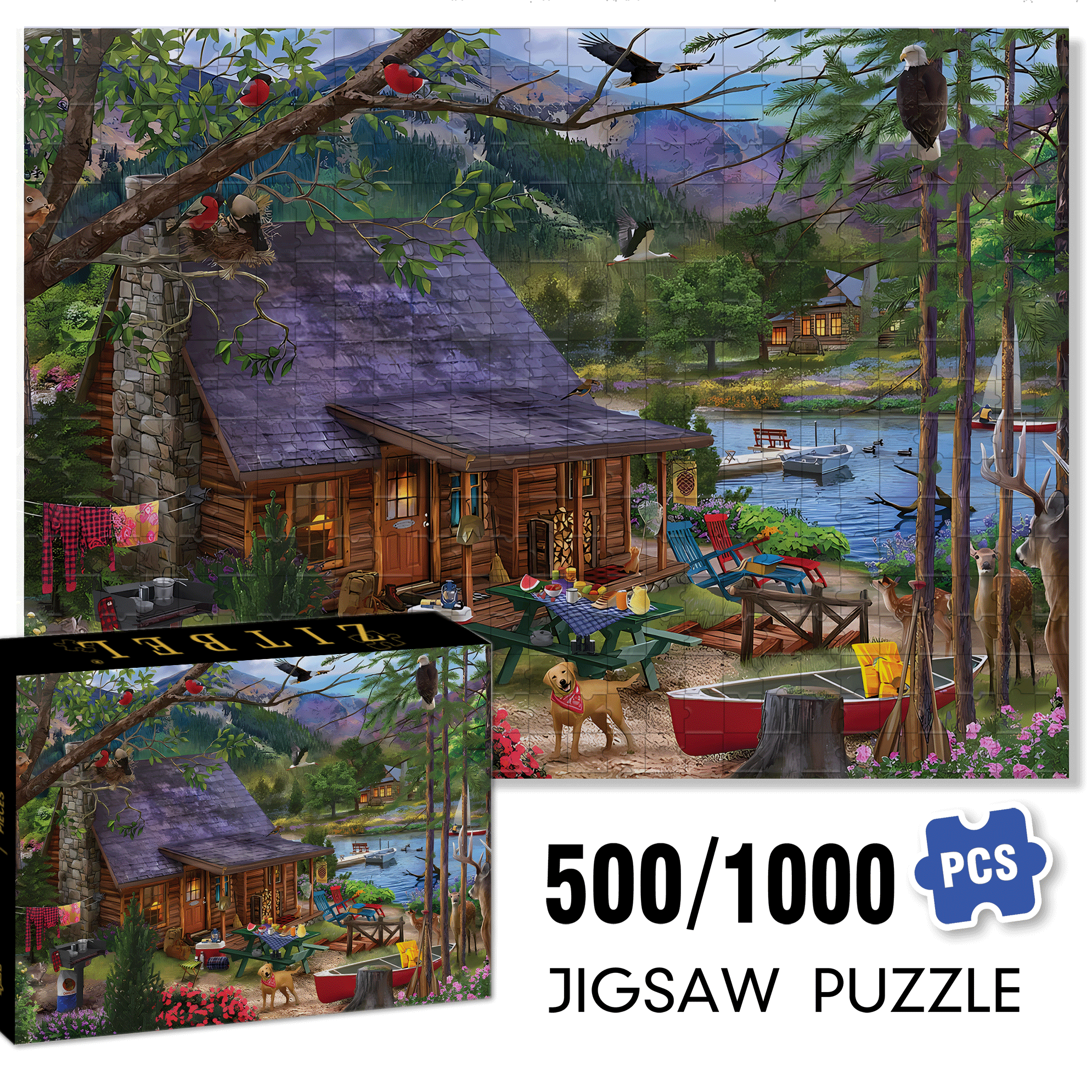 Our Summer Place 500pcs/1000pcs Jigsaw Puzzle, Scratch-Resistant, Interactive Family Game & Brain-Boosting DIY Decor, Perfect for Halloween, Christmas & New Year Gifts, Family Puzzle Game