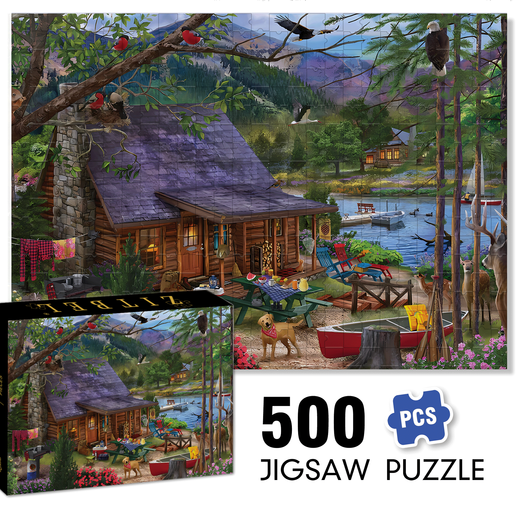 Our Summer Place 500pcs/1000pcs Jigsaw Puzzle, Scratch-Resistant, Interactive Family Game & Brain-Boosting DIY Decor, Perfect for Halloween, Christmas & New Year Gifts, Family Puzzle Game