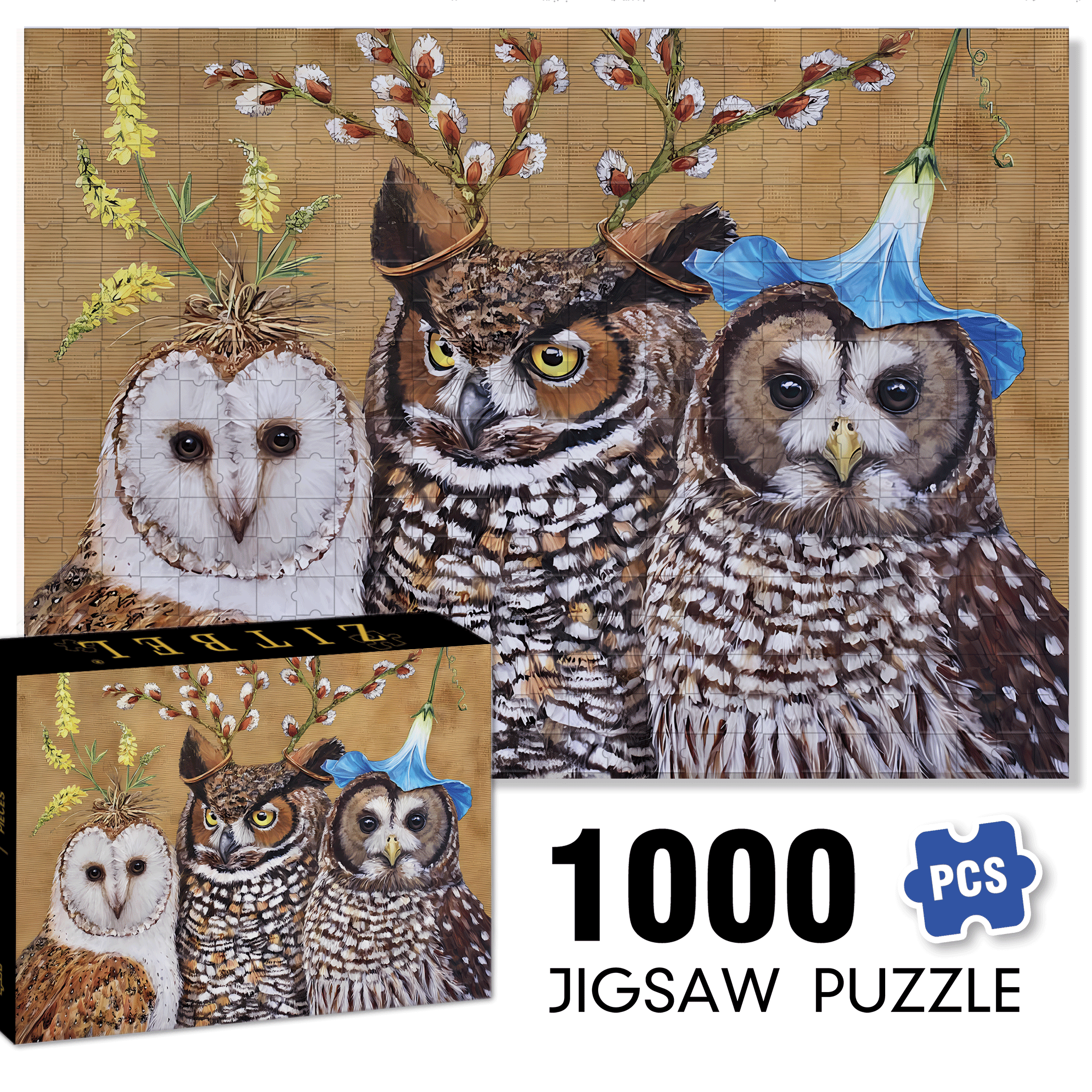 Owl Family 500pcs/1000pcs Jigsaw Puzzle, Scratch-Resistant, Interactive Family Game & Brain-Boosting DIY Decor, Perfect for Halloween, Christmas & New Year Gifts, Family Puzzle Game