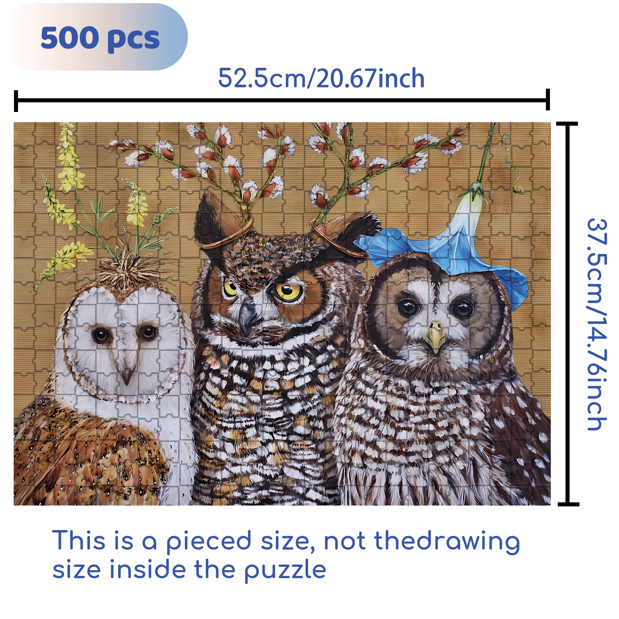 Owl Family 500pcs/1000pcs Jigsaw Puzzle, Scratch-Resistant, Interactive Family Game & Brain-Boosting DIY Decor, Perfect for Halloween, Christmas & New Year Gifts, Family Puzzle Game