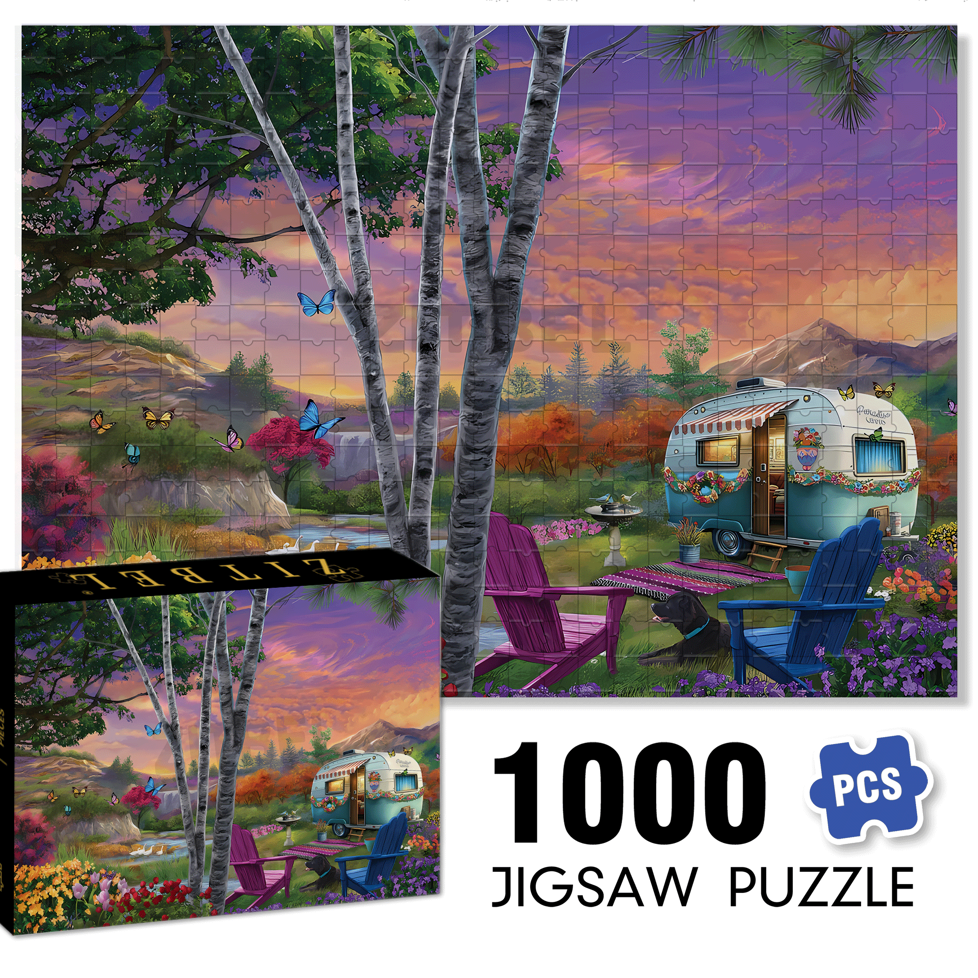 Parked In Paradise 500pcs/1000pcs Jigsaw Puzzle, Scratch-Resistant, Interactive Family Game & Brain-Boosting DIY Decor, Perfect for Halloween, Christmas & New Year Gifts, Family Puzzle Game