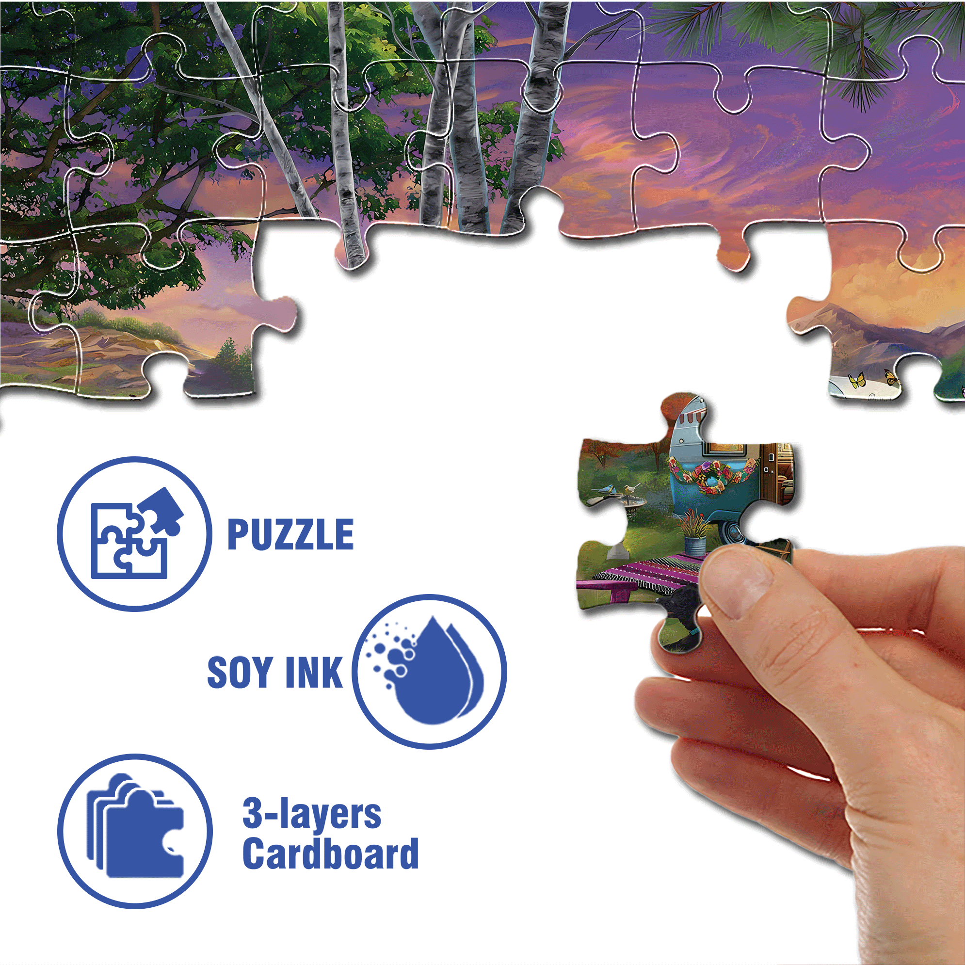 Parked In Paradise 500pcs/1000pcs Jigsaw Puzzle, Scratch-Resistant, Interactive Family Game & Brain-Boosting DIY Decor, Perfect for Halloween, Christmas & New Year Gifts, Family Puzzle Game