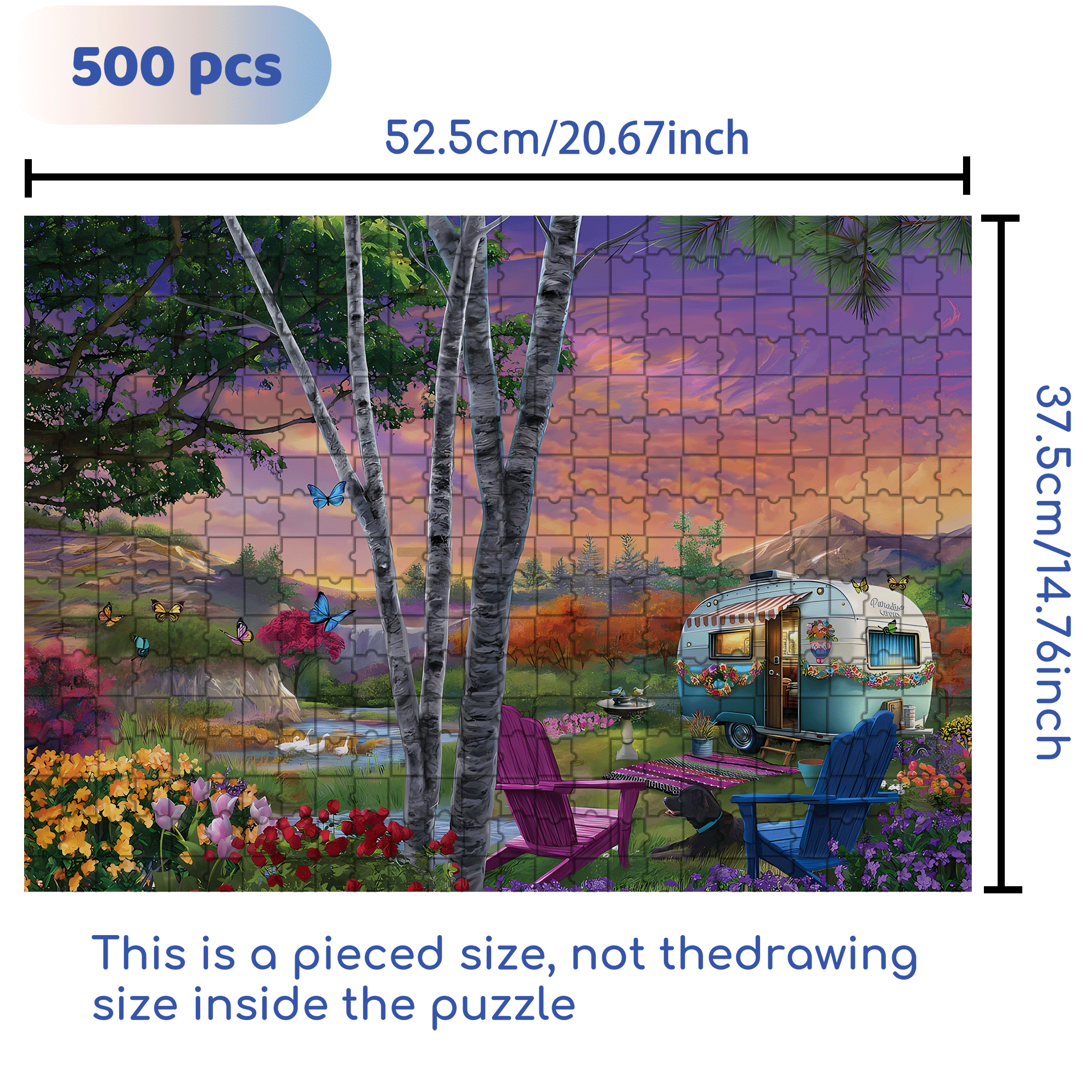 Parked In Paradise 500pcs/1000pcs Jigsaw Puzzle, Scratch-Resistant, Interactive Family Game & Brain-Boosting DIY Decor, Perfect for Halloween, Christmas & New Year Gifts, Family Puzzle Game
