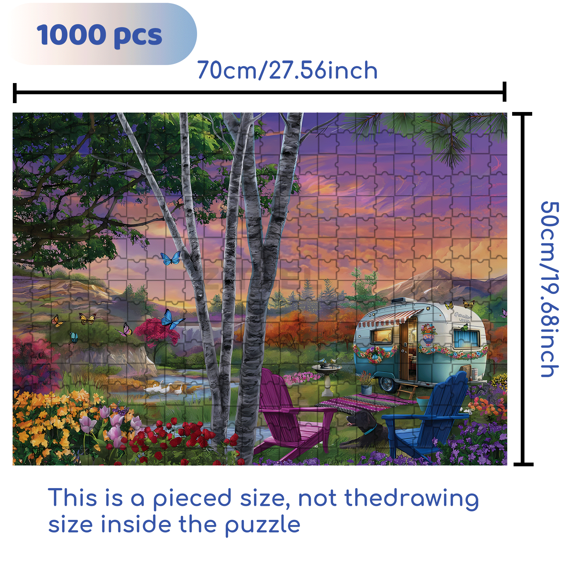 Parked In Paradise 500pcs/1000pcs Jigsaw Puzzle, Scratch-Resistant, Interactive Family Game & Brain-Boosting DIY Decor, Perfect for Halloween, Christmas & New Year Gifts, Family Puzzle Game