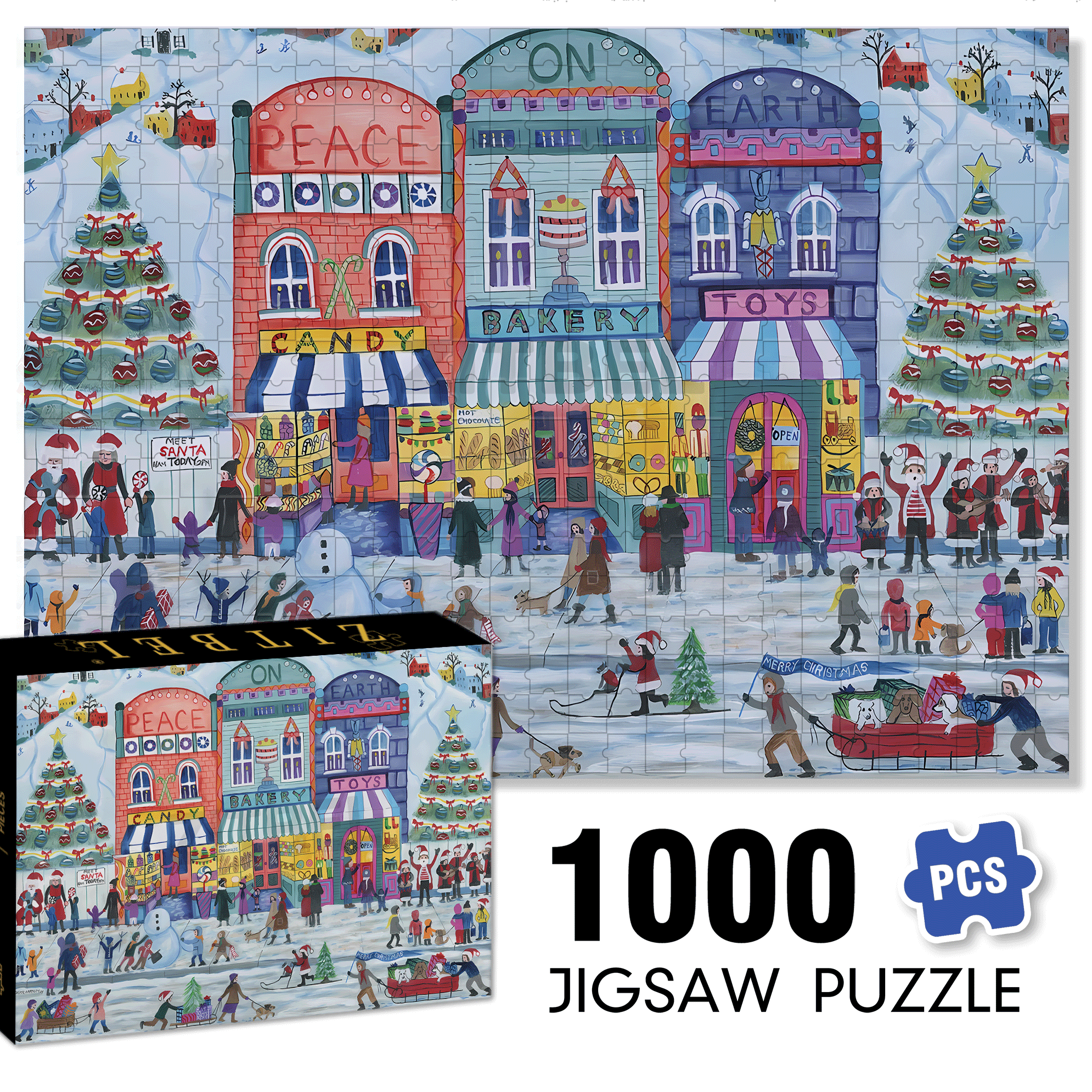 Peace On Earth Christmas Village 500pcs/1000pcs Jigsaw Puzzle, Scratch-Resistant, Interactive Family Game & Brain-Boosting DIY Decor, Perfect for Halloween, Christmas & New Year Gifts, Family Puzzle Game
