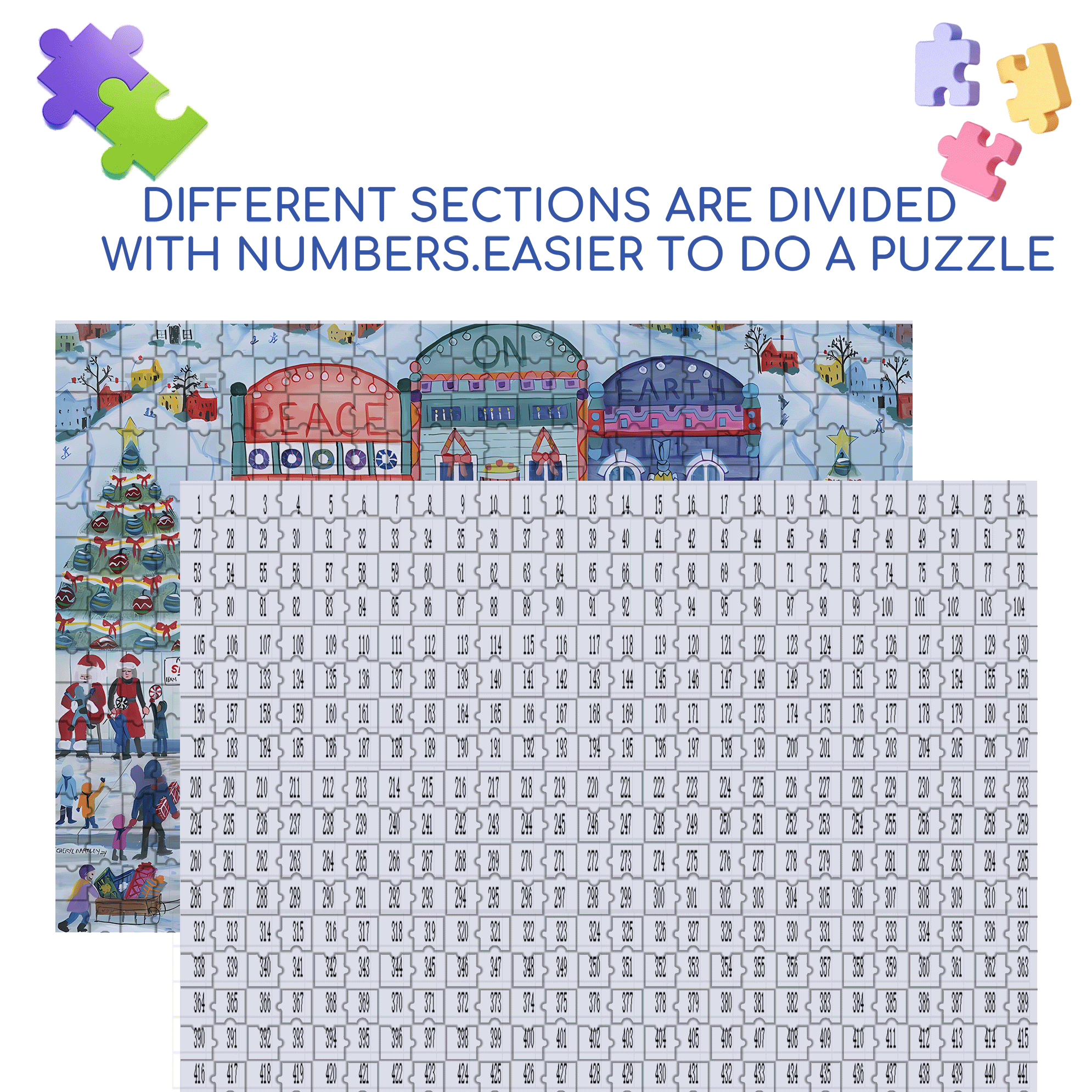 Peace On Earth Christmas Village 500pcs/1000pcs Jigsaw Puzzle, Scratch-Resistant, Interactive Family Game & Brain-Boosting DIY Decor, Perfect for Halloween, Christmas & New Year Gifts, Family Puzzle Game