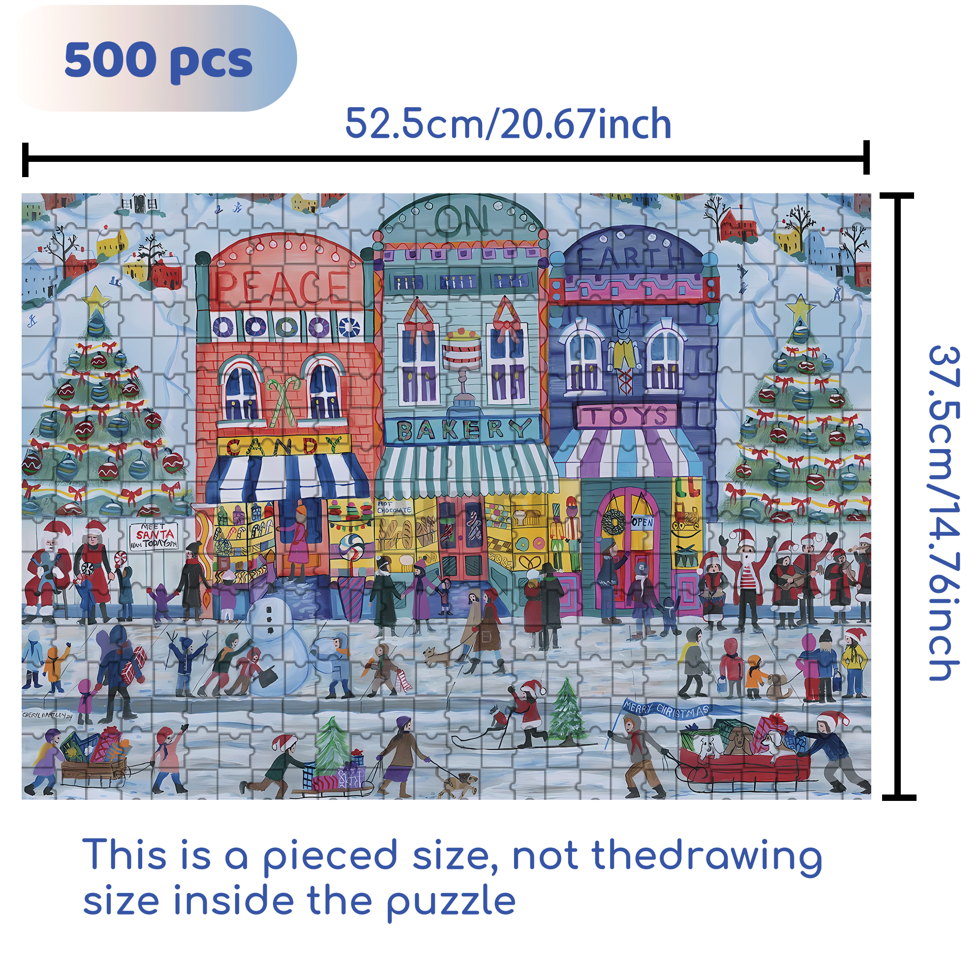 Peace On Earth Christmas Village 500pcs/1000pcs Jigsaw Puzzle, Scratch-Resistant, Interactive Family Game & Brain-Boosting DIY Decor, Perfect for Halloween, Christmas & New Year Gifts, Family Puzzle Game