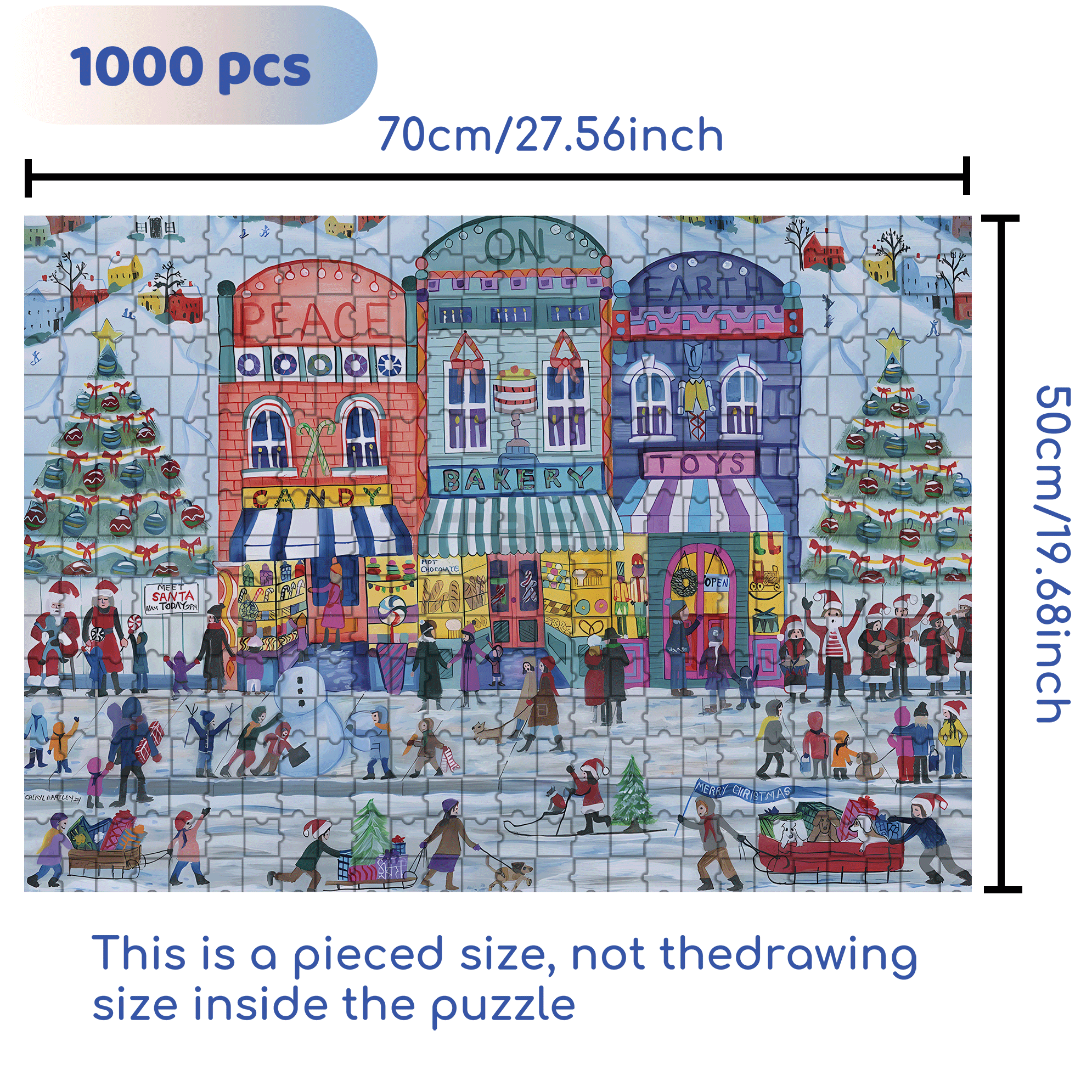 Peace On Earth Christmas Village 500pcs/1000pcs Jigsaw Puzzle, Scratch-Resistant, Interactive Family Game & Brain-Boosting DIY Decor, Perfect for Halloween, Christmas & New Year Gifts, Family Puzzle Game