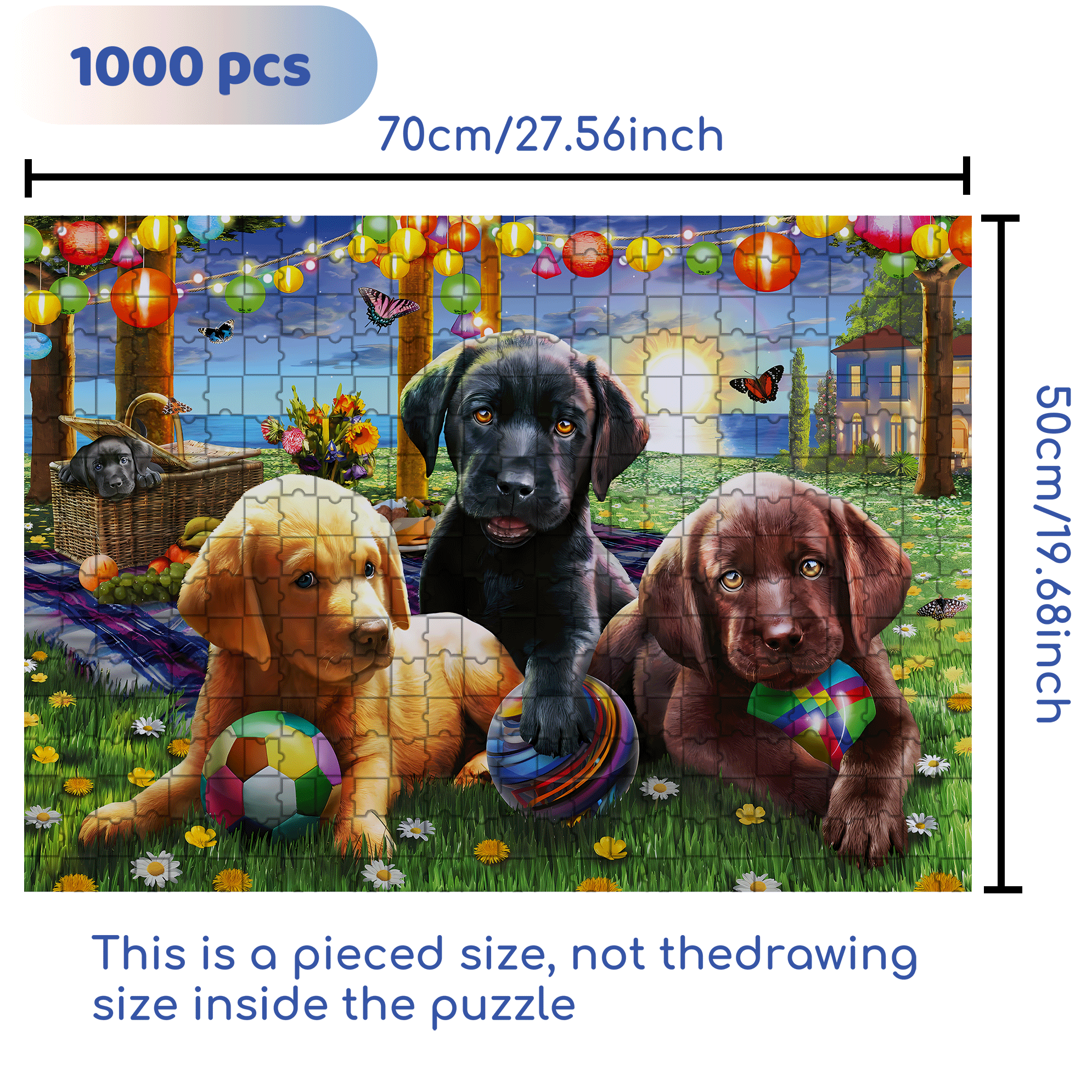 Puppy Picnic 500pcs/1000pcs Jigsaw Puzzle, Scratch-Resistant, Interactive Family Game & Brain-Boosting DIY Decor, Perfect for Halloween, Christmas & New Year Gifts, Family Puzzle Game
