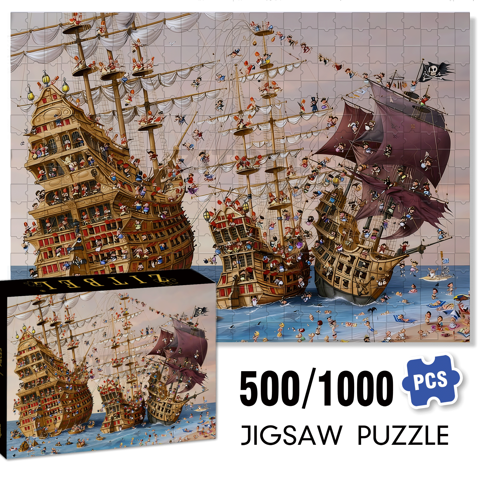 Ready To Depart 500pcs/1000pcs Jigsaw Puzzle, Scratch-Resistant, Interactive Family Game & Brain-Boosting DIY Decor, Perfect for Halloween, Christmas & New Year Gifts, Family Puzzle Game