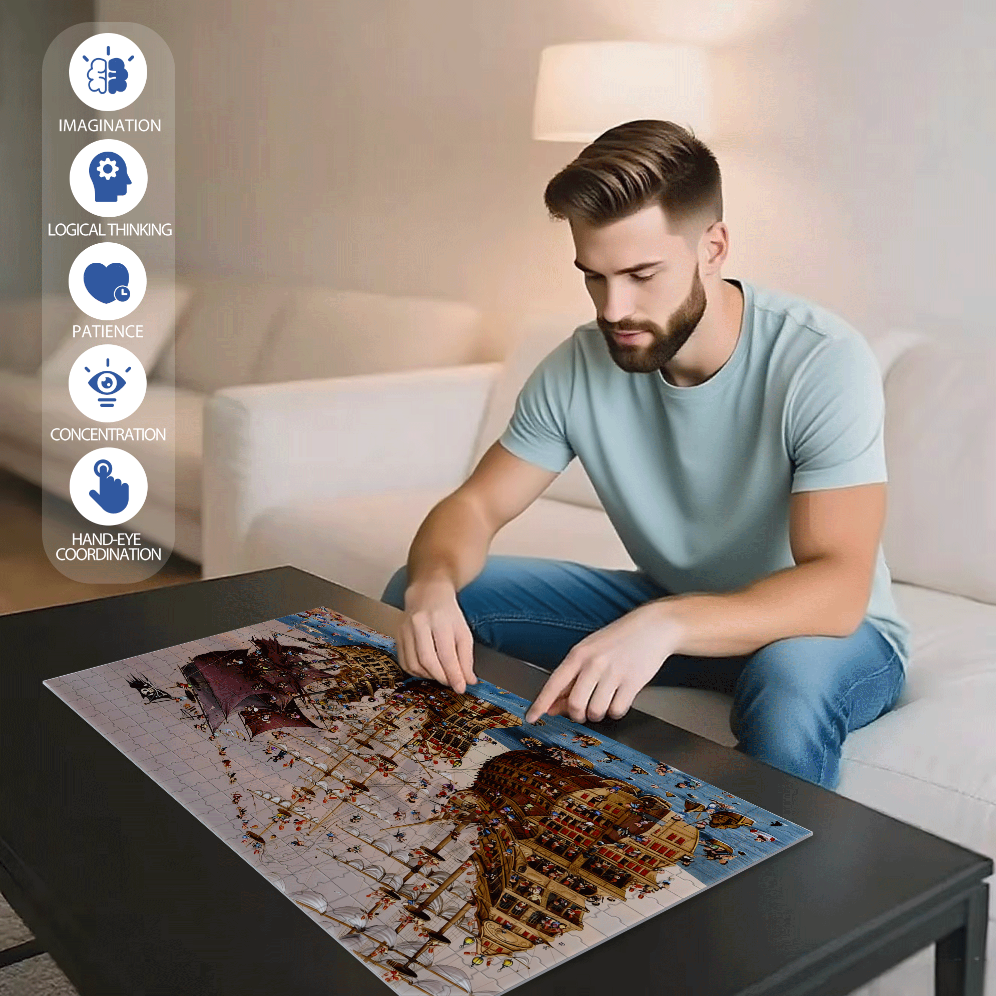 Ready To Depart 500pcs/1000pcs Jigsaw Puzzle, Scratch-Resistant, Interactive Family Game & Brain-Boosting DIY Decor, Perfect for Halloween, Christmas & New Year Gifts, Family Puzzle Game