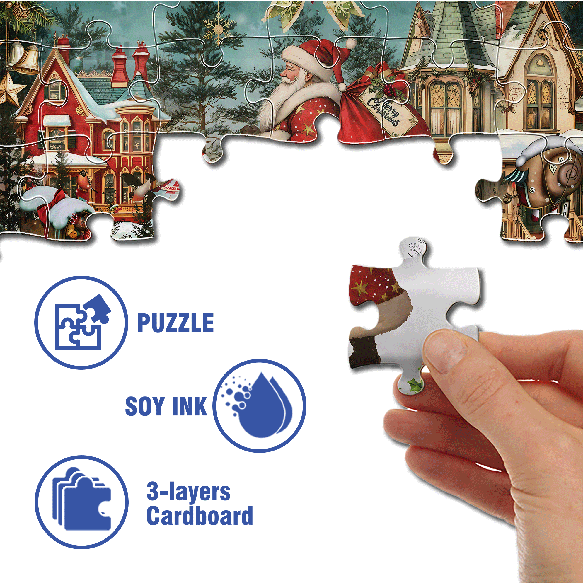 Santa Deliveries 500pcs/1000pcs Jigsaw Puzzle, Scratch-Resistant, Interactive Family Game & Brain-Boosting DIY Decor, Perfect for Halloween, Christmas & New Year Gifts, Family Puzzle Game